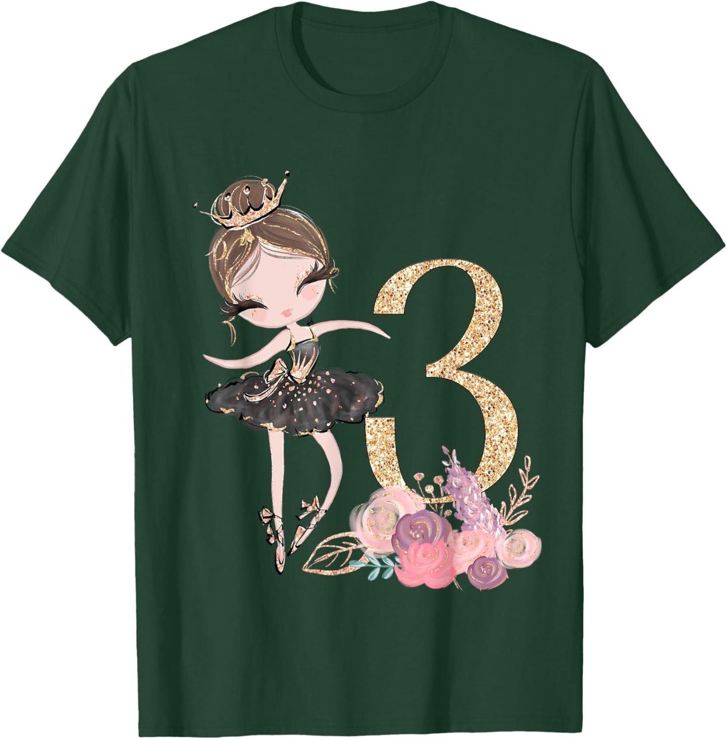 3rd Birthday Ballerina Dancer Ballet Tutu Toddler Girl Three T-Shirt - T-Shirt | Forest