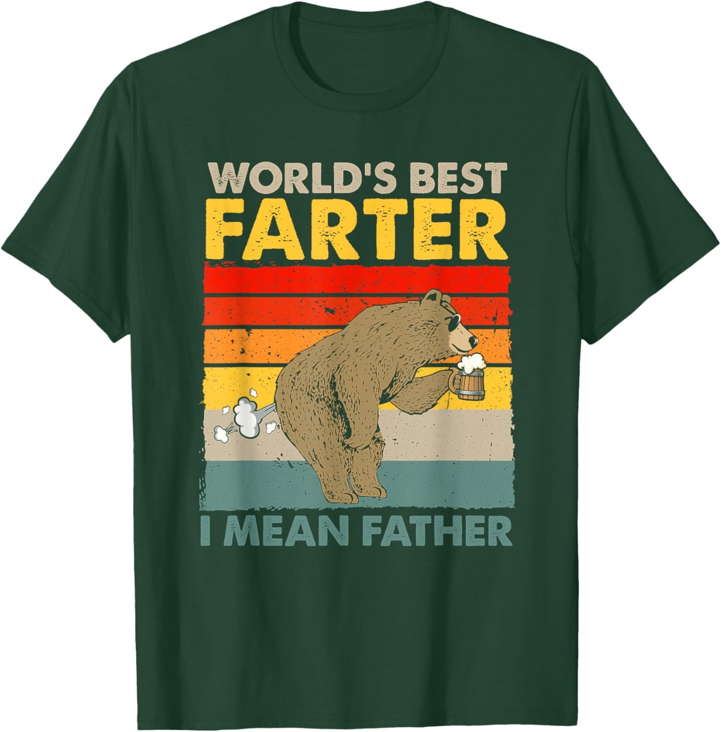 Bear World Best Farter I Mean Father Bear Drinking Beer T-Shirt - T-Shirt | Forest