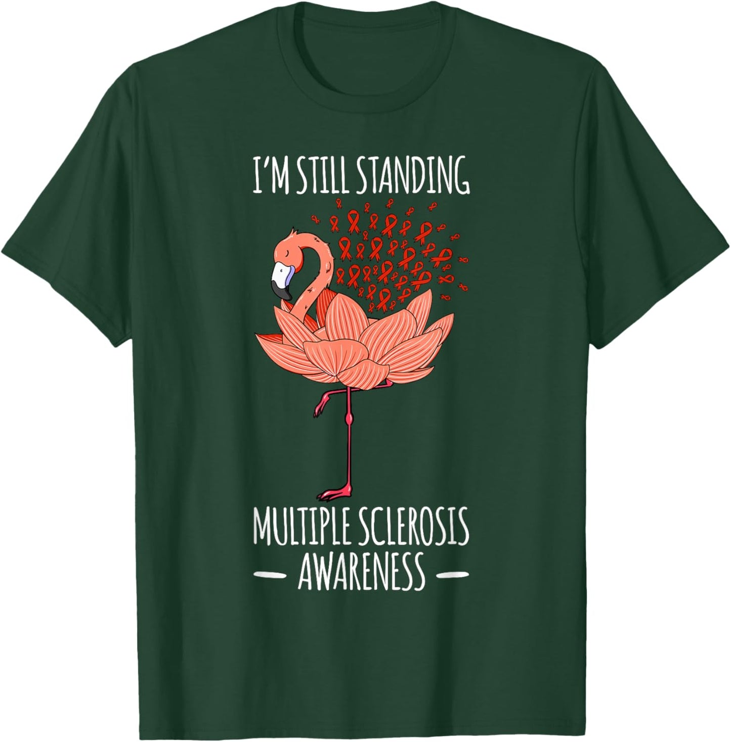 Multiple Sclerosis Survivor MS Awareness Ribbon Patient T-Shirt - T-Shirt | Forest