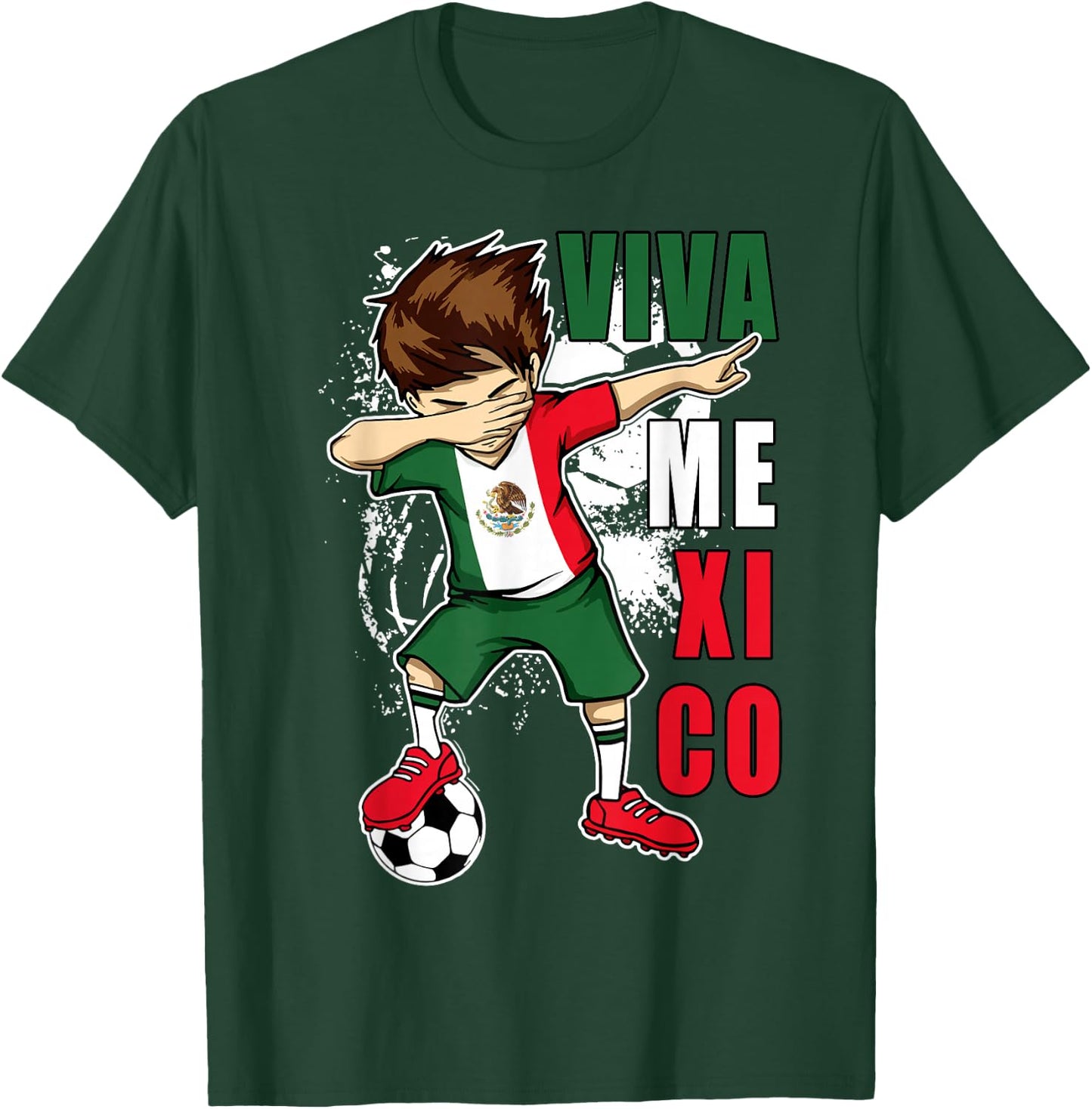 Viva Mexico Mexican Soccer Boy Independence Day Flag Kids T-Shirt - T-Shirt | Forest