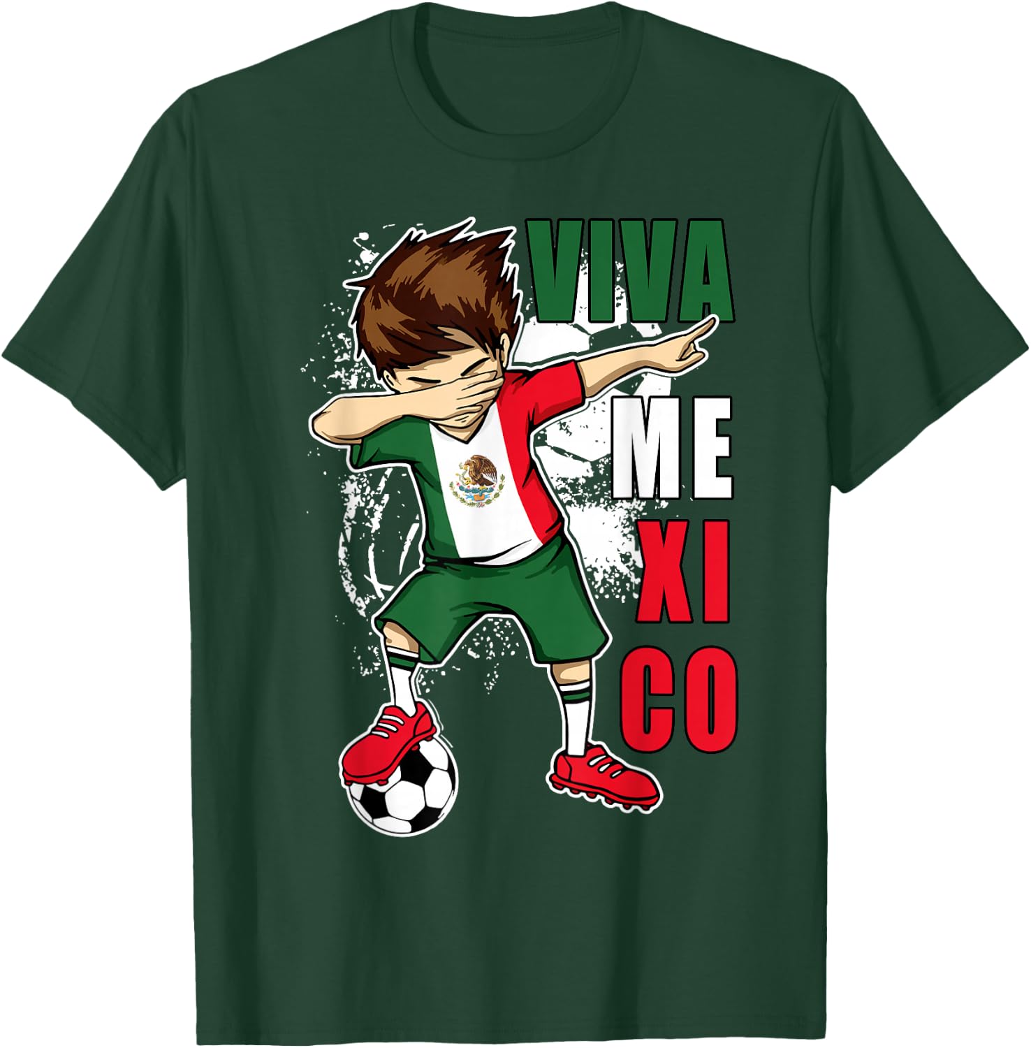 Viva Mexico Mexican Soccer Boy Independence Day Flag Kids T-Shirt - T-Shirt | Forest