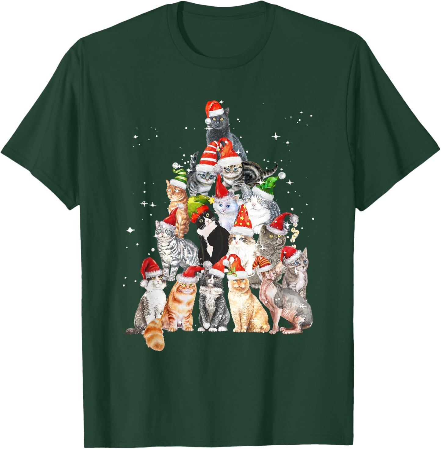 Cats For Everybody Christmas Cats Xmas Meow Christmas T-Shirt - T-Shirt | Forest