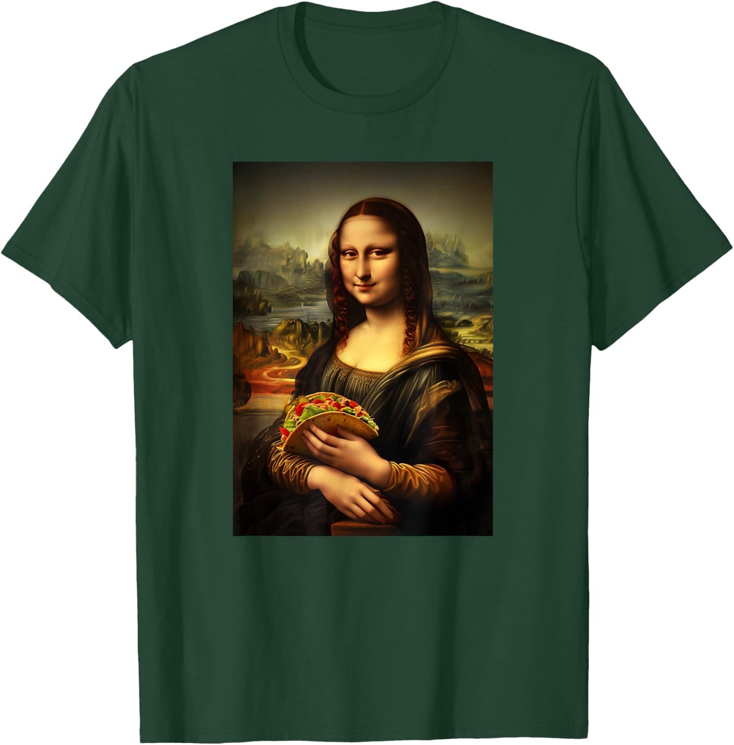 Funny Tacos Mona Lisa Painting Art Mom Dad T-Shirt - T-Shirt | Forest