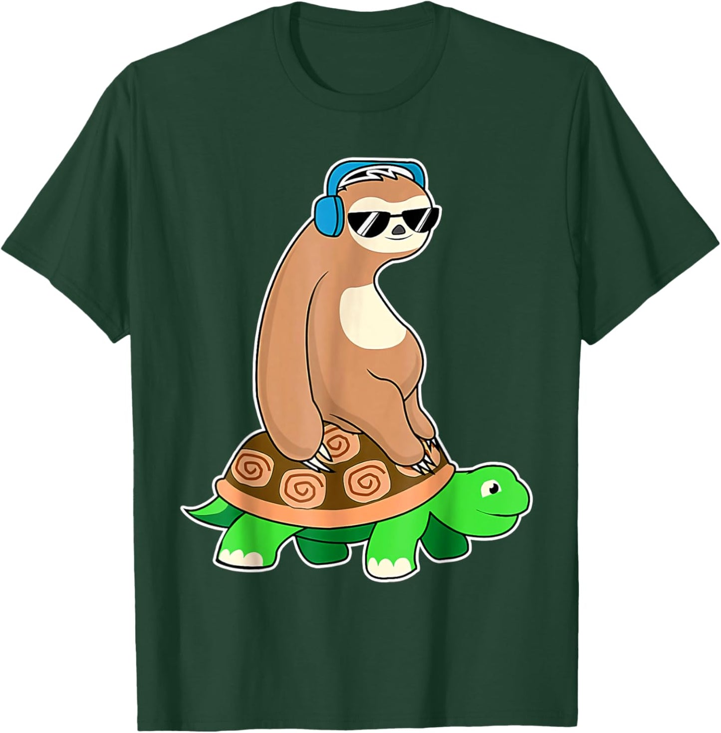 Sloth Riding Turtle Running Riding Team T-Shirt - T-Shirt | Forest