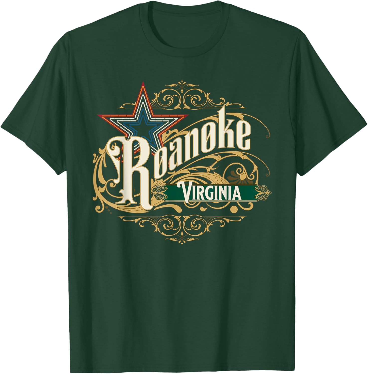 Roanoke VA Blue Ridge Mountains Virginia Mill Mountain Star T-Shirt - T-Shirt | Forest