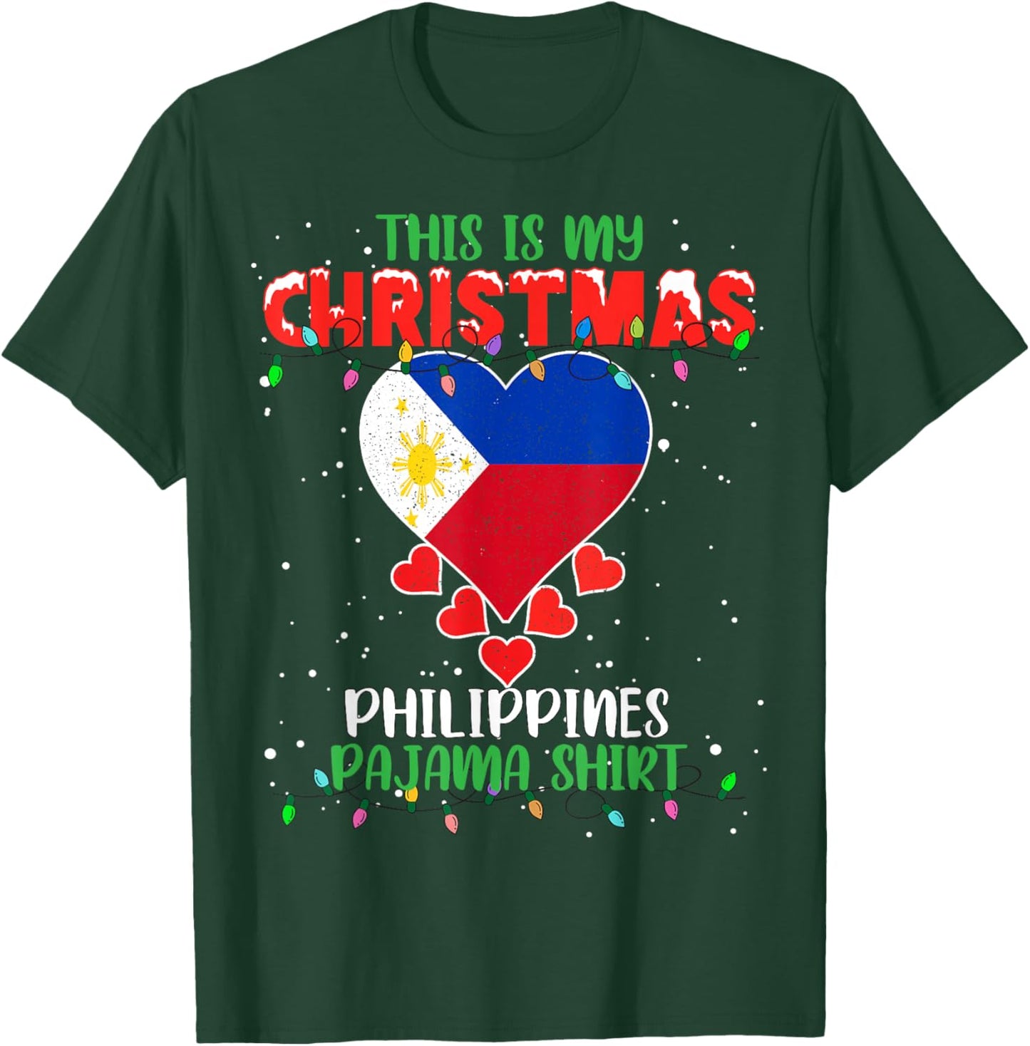 This Is My Christmas Lights Love Philippines Flag Pajama T-Shirt - T-Shirt | Forest