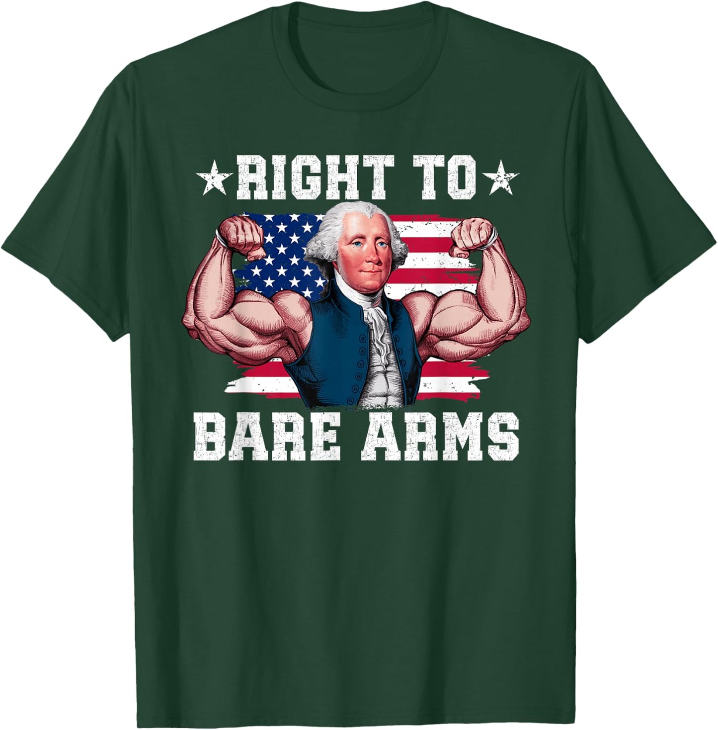 Right To Bare Arms Us Flag 4th Of July Funny Gym Workout T-Shirt - T-Shirt | Forest