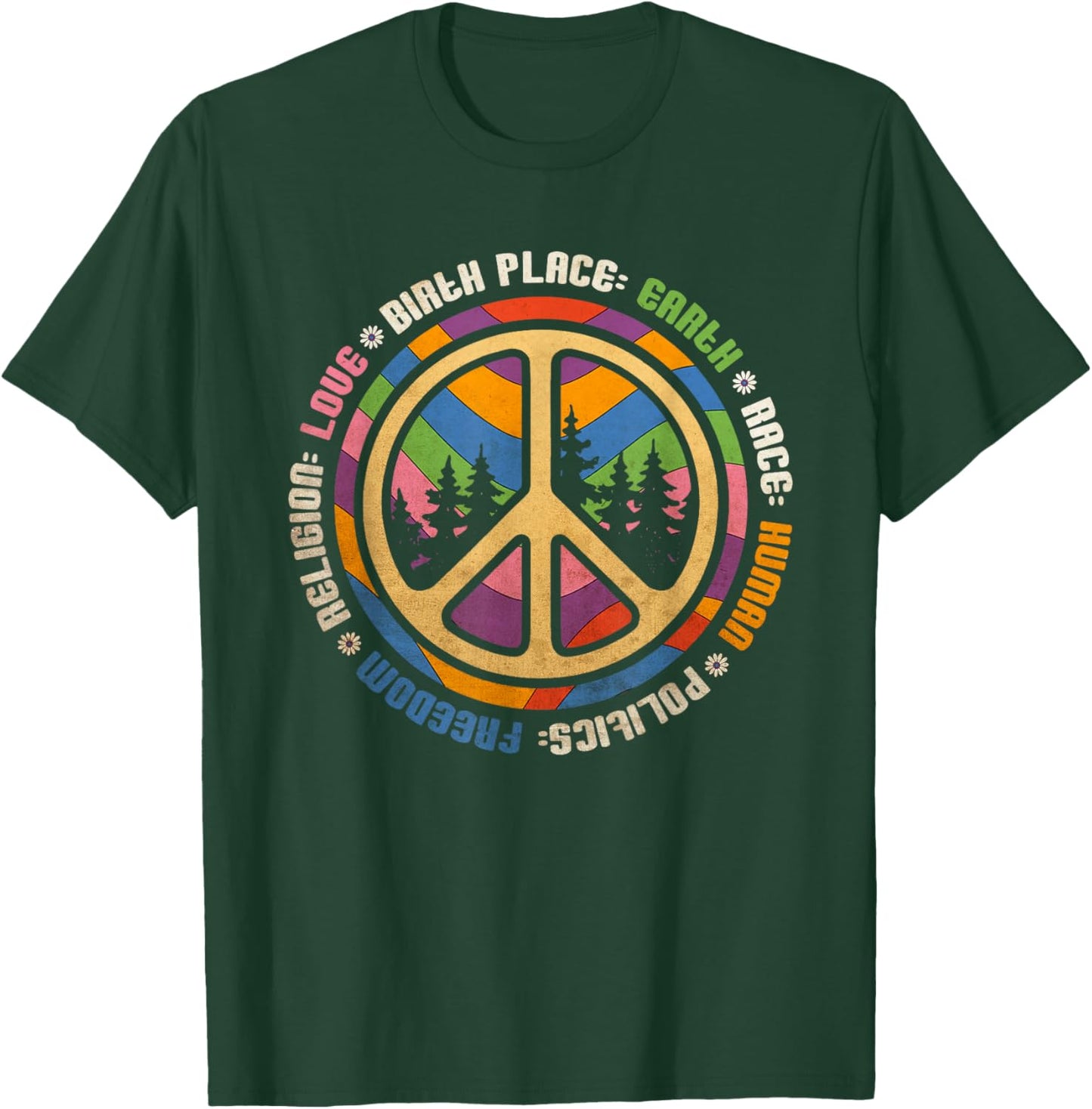 Birth Place Earth Race Human Politics Freedom Religion Love T-Shirt - T-Shirt | Forest