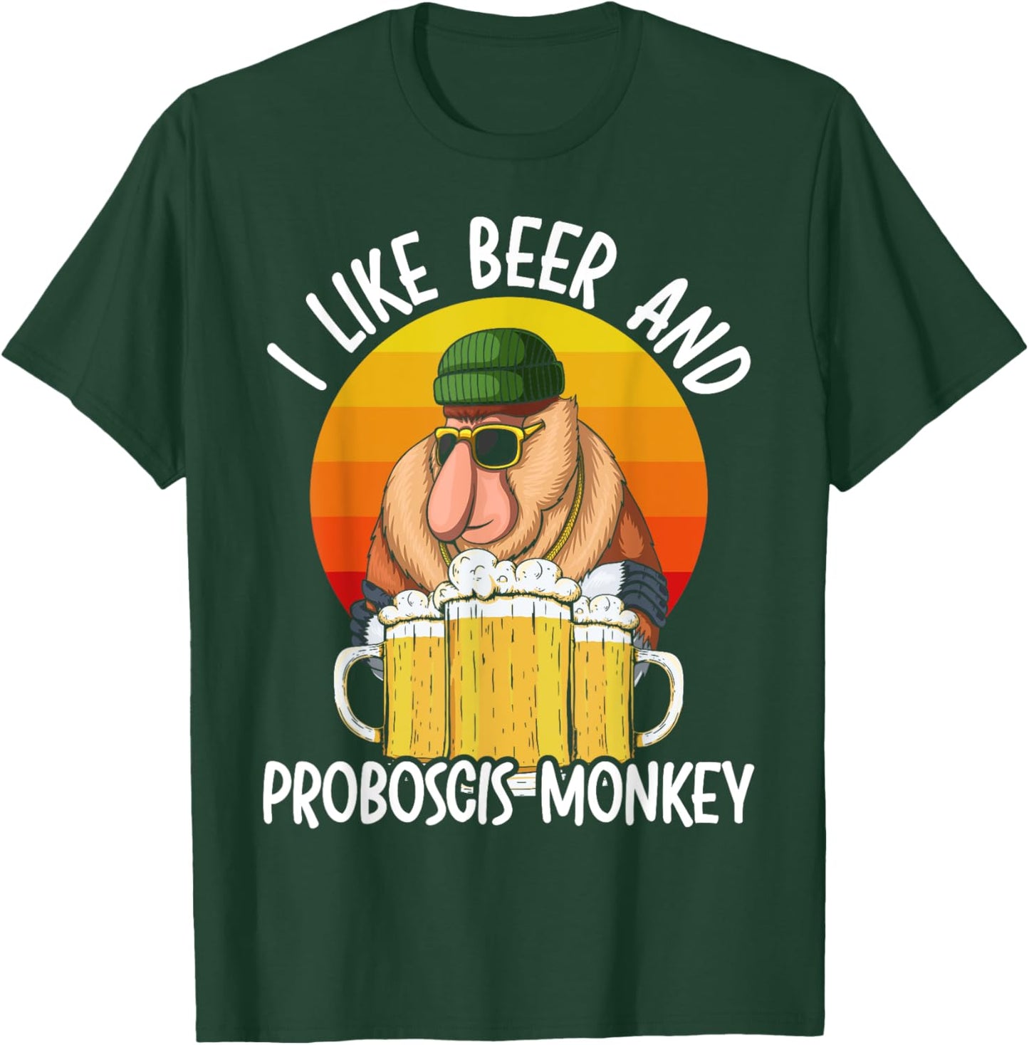 I Like Beer And Proboscis Monkey Wildlife Animal Zookeeper T-Shirt - T-Shirt | Forest