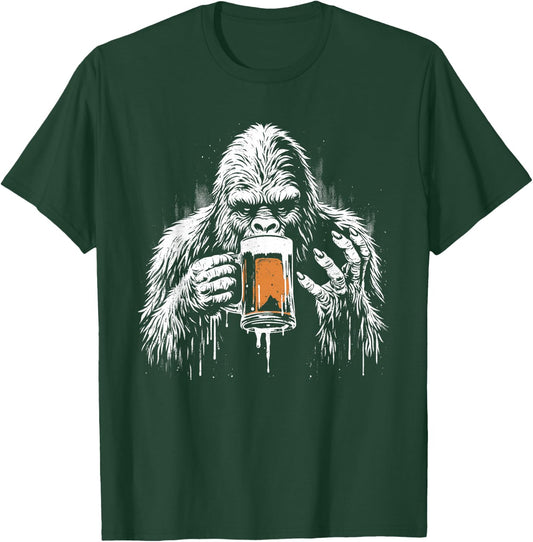 Bigfoot Drinks Beer - Funny Bigfoot Sasquatch Lover T-Shirt - T-Shirt | Forest