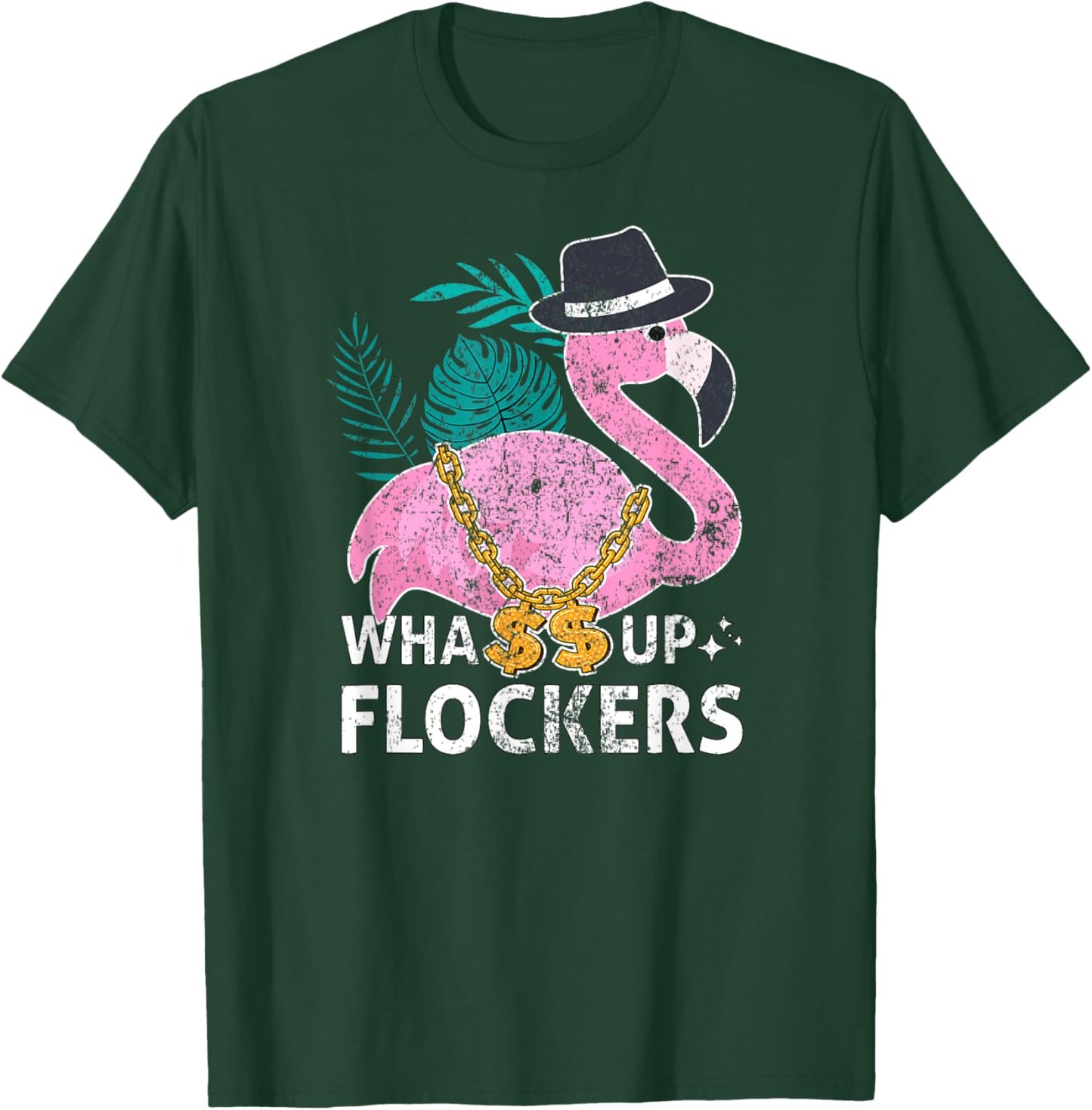 Whassup Flockers Summer Gangster Flamingo HipHop Bird Women T-Shirt - T-Shirt | Forest
