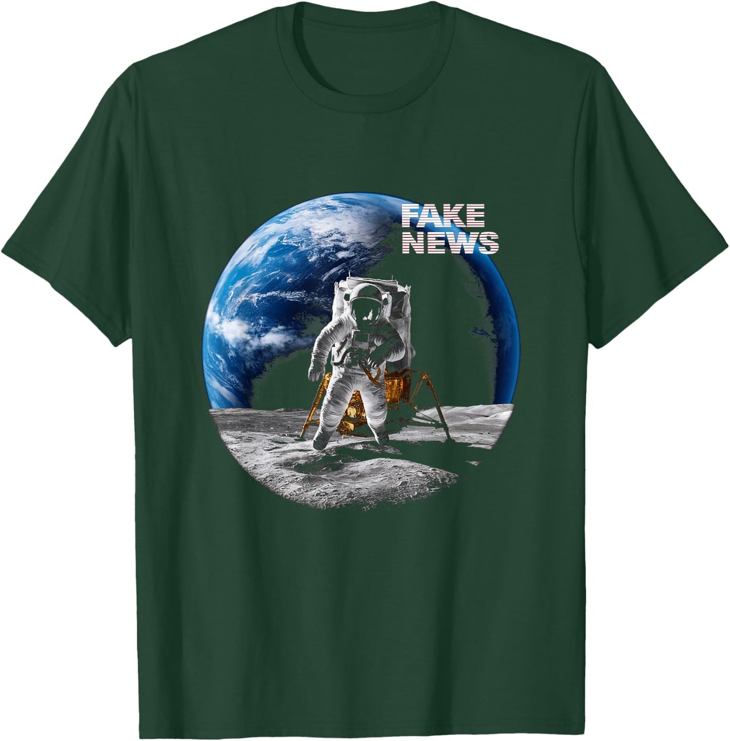 Moon Landing Fake News Vintage Moon Landing Conspiracy T-Shirt - T-Shirt | Forest