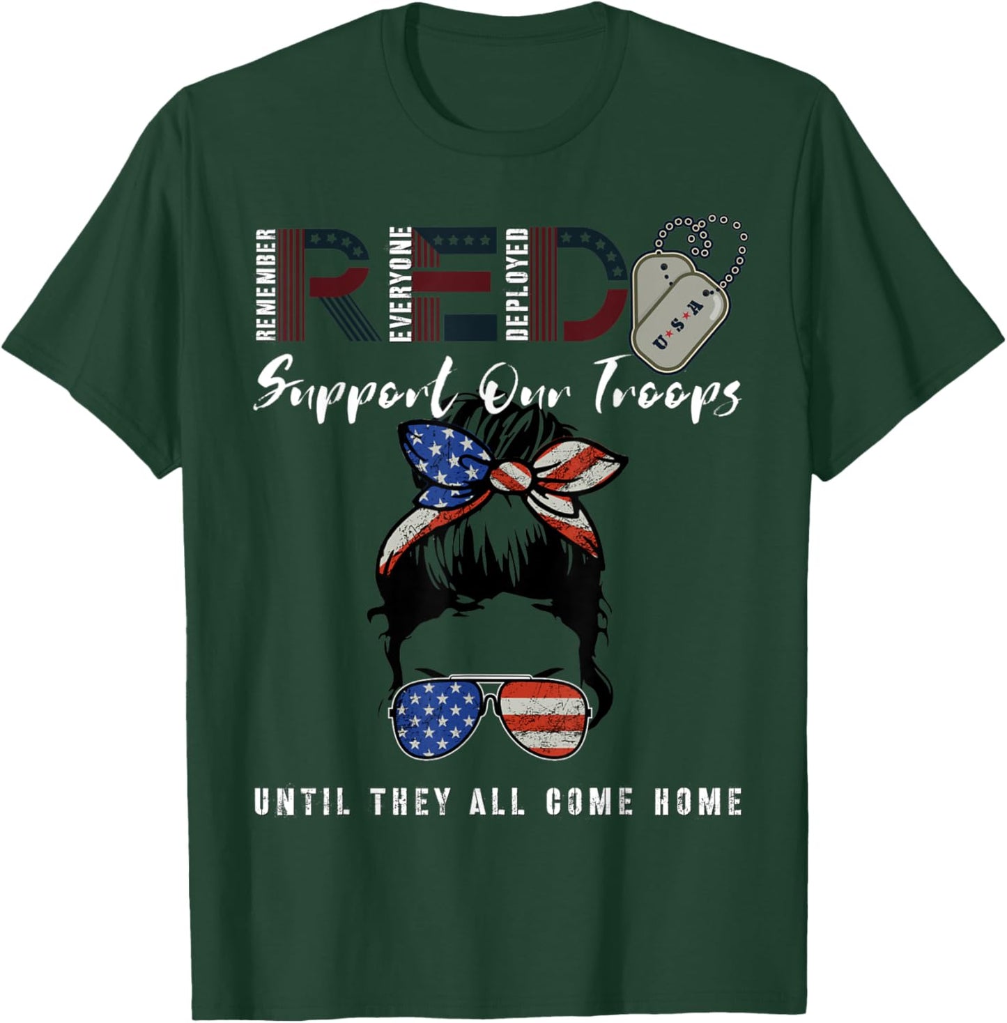 On Friday We Wear Red Friday Military Support troops US Flag T-Shirt - T-Shirt | Forest