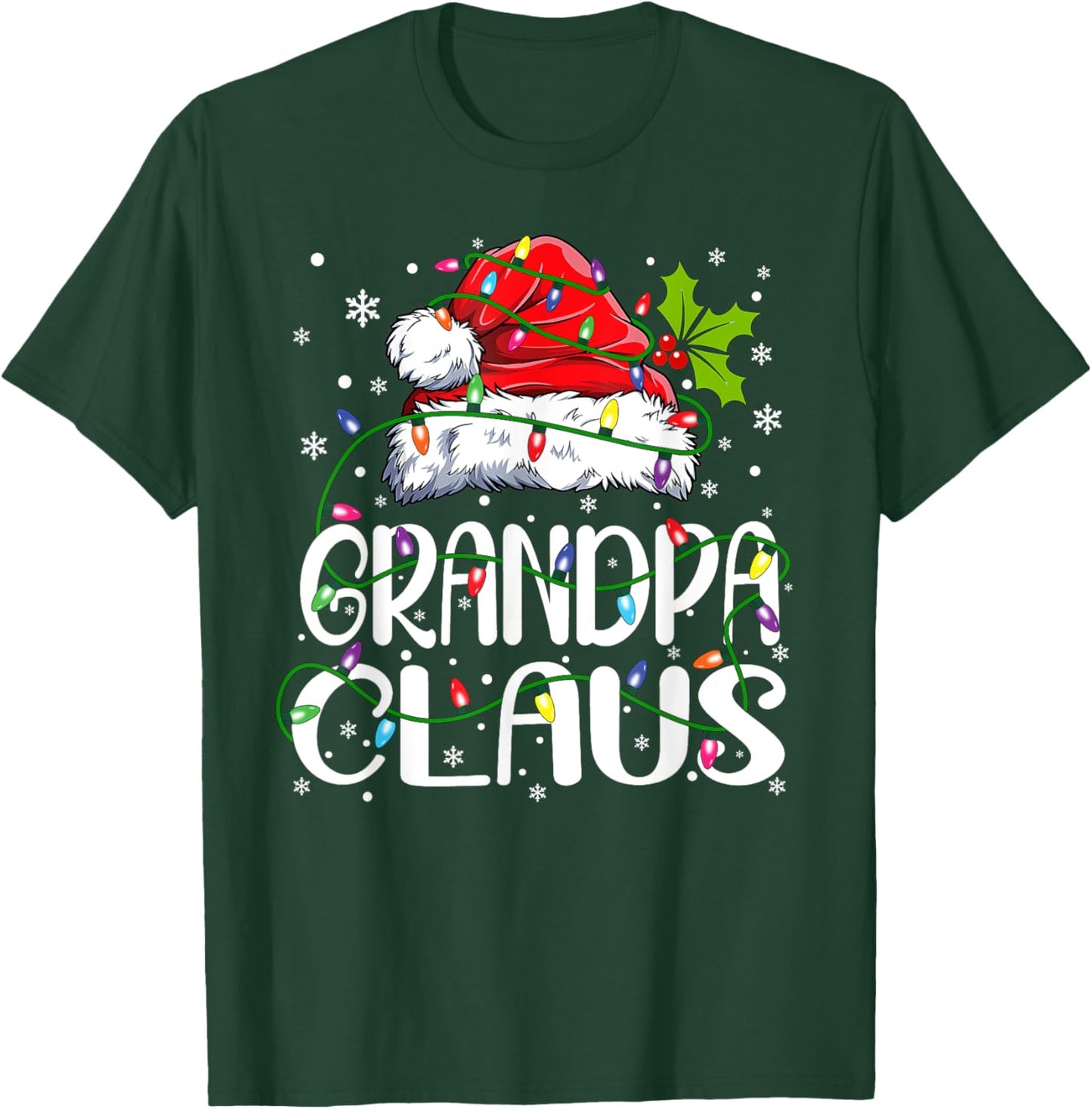 Grandpa Claus Shirt Christmas Lights Pajama Family Matching T-Shirt - T-Shirt | Forest