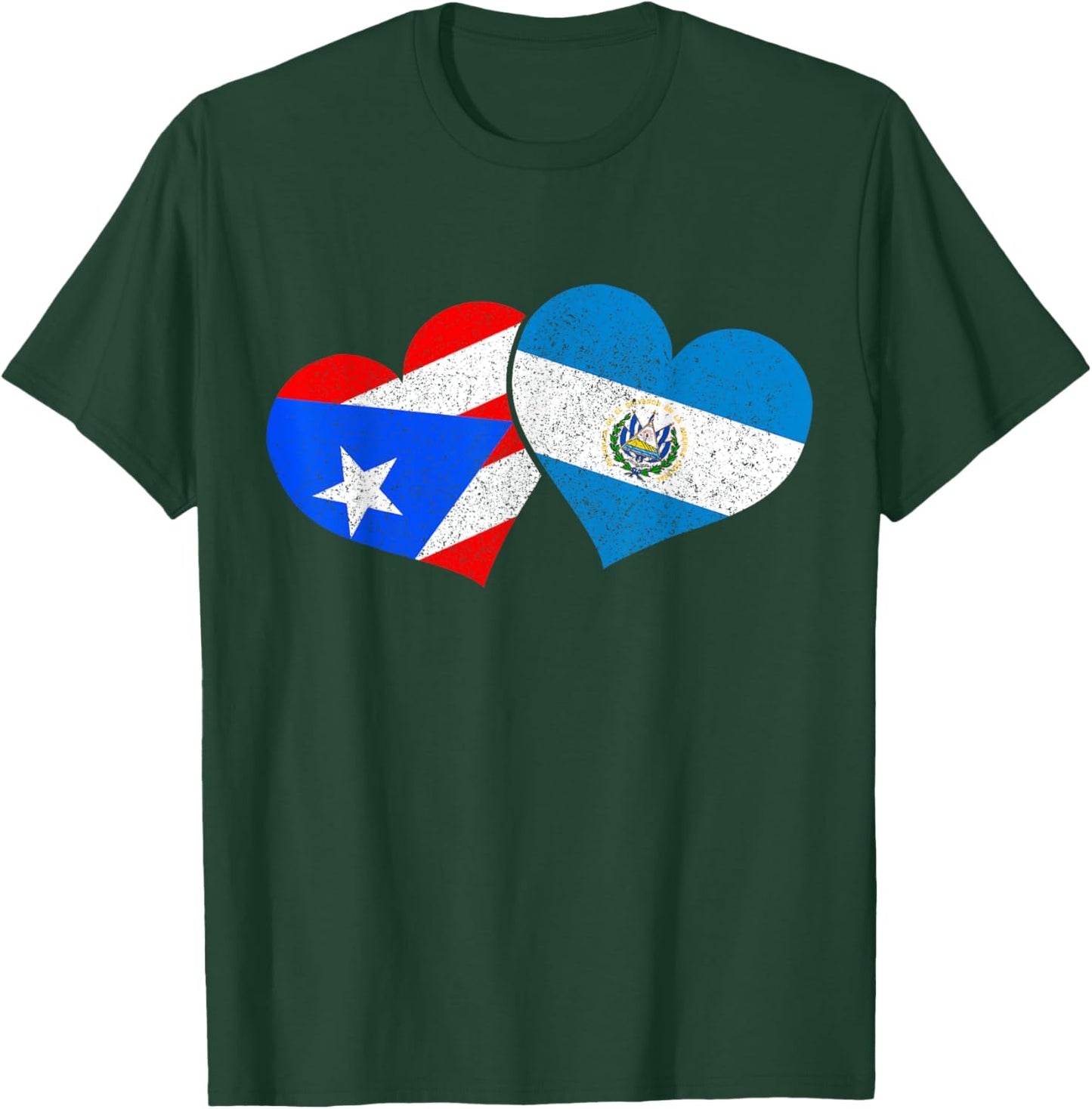 Puerto Rico & El Salvador Pride Puerto Rican Flag T-Shirt - T-Shirt | Forest