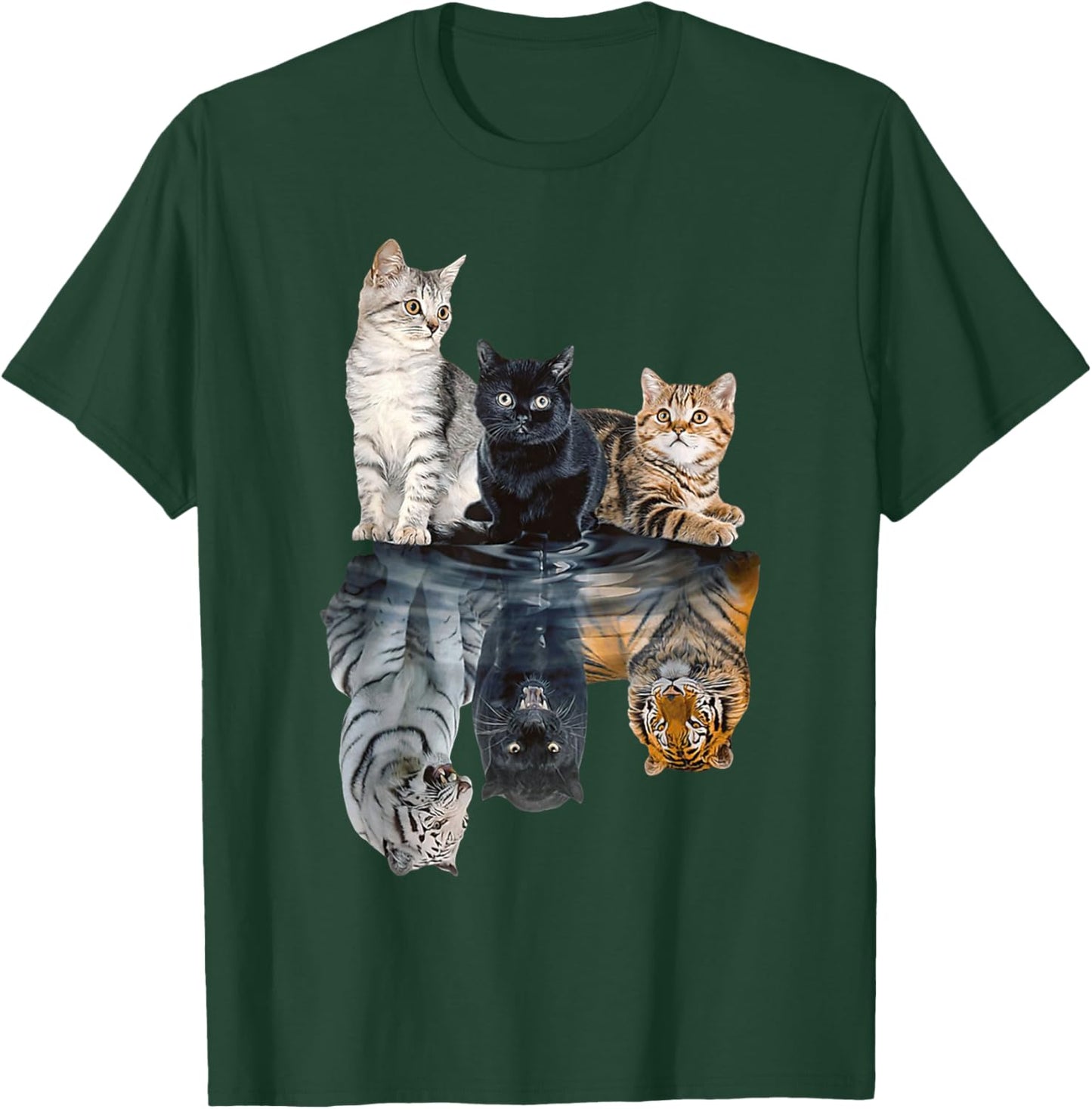 Cats Reflection Mirror Lion Cheetah Tiger Funny Cat Lover T-Shirt - T-Shirt | Forest