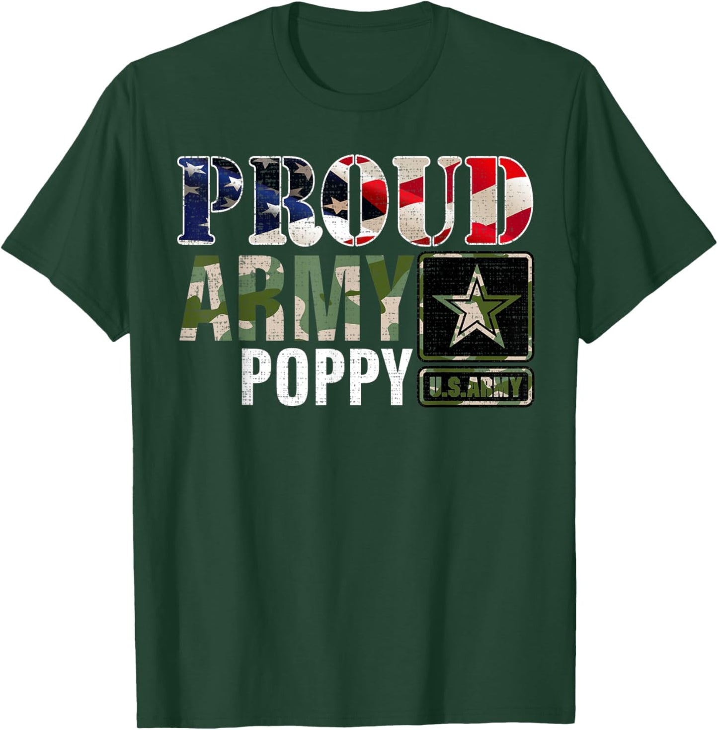 Vintage Proud Army Poppy Camo With American Flag Gift Kids Men T-Shirt - T-Shirt | Forest