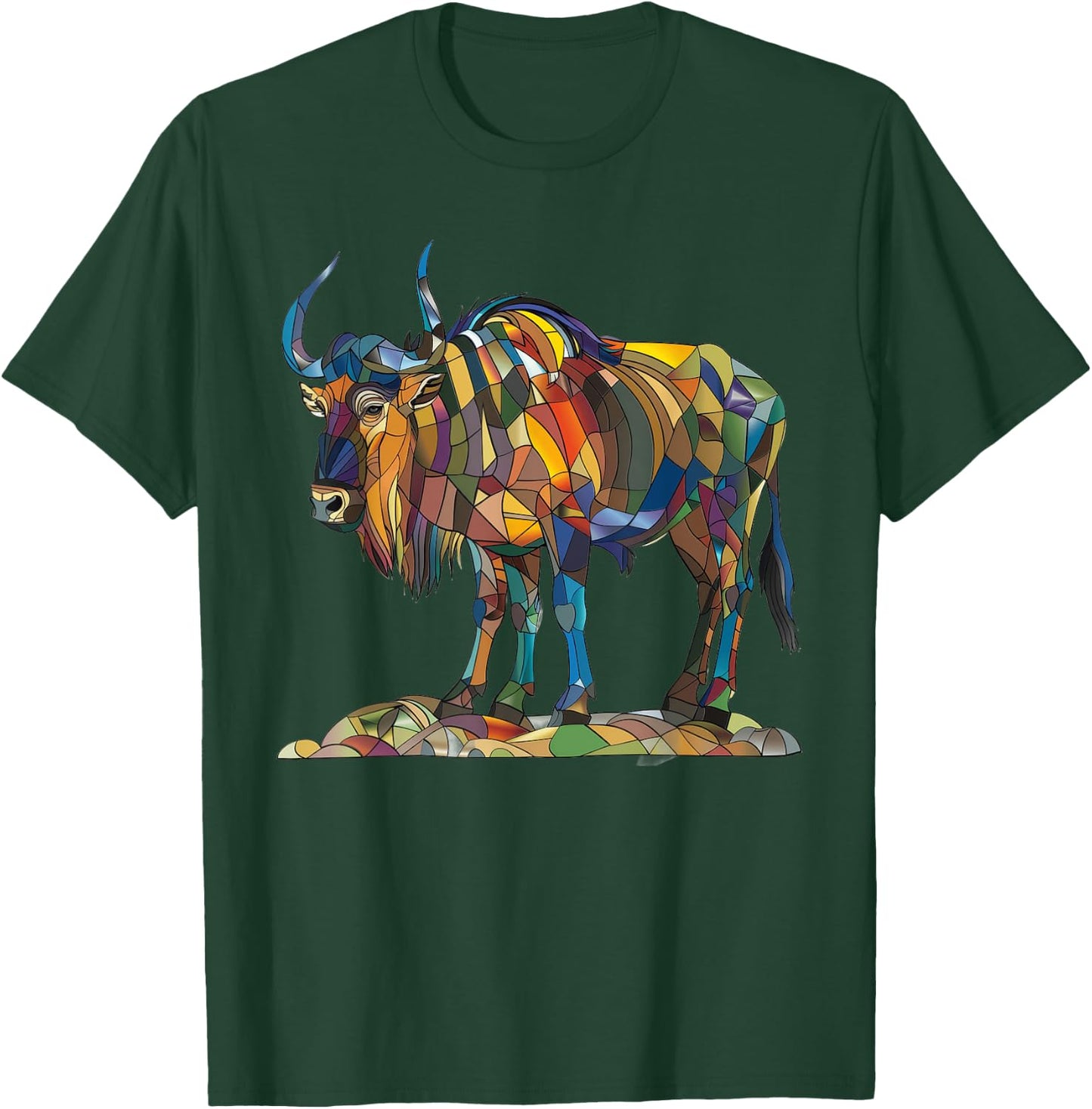 Wildebeest Stained Glass T-Shirt - T-Shirt | Forest