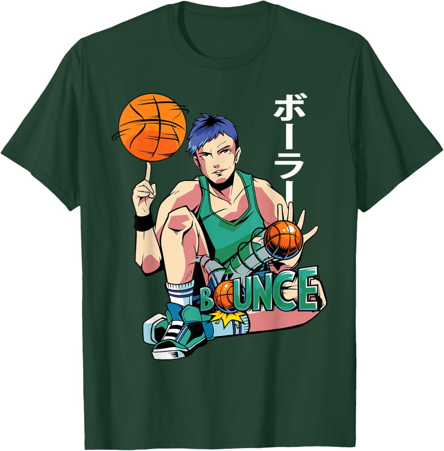 Anime Basketball - Japanese Aesthetics - Otaku - Manga T-Shirt - T-Shirt | Forest
