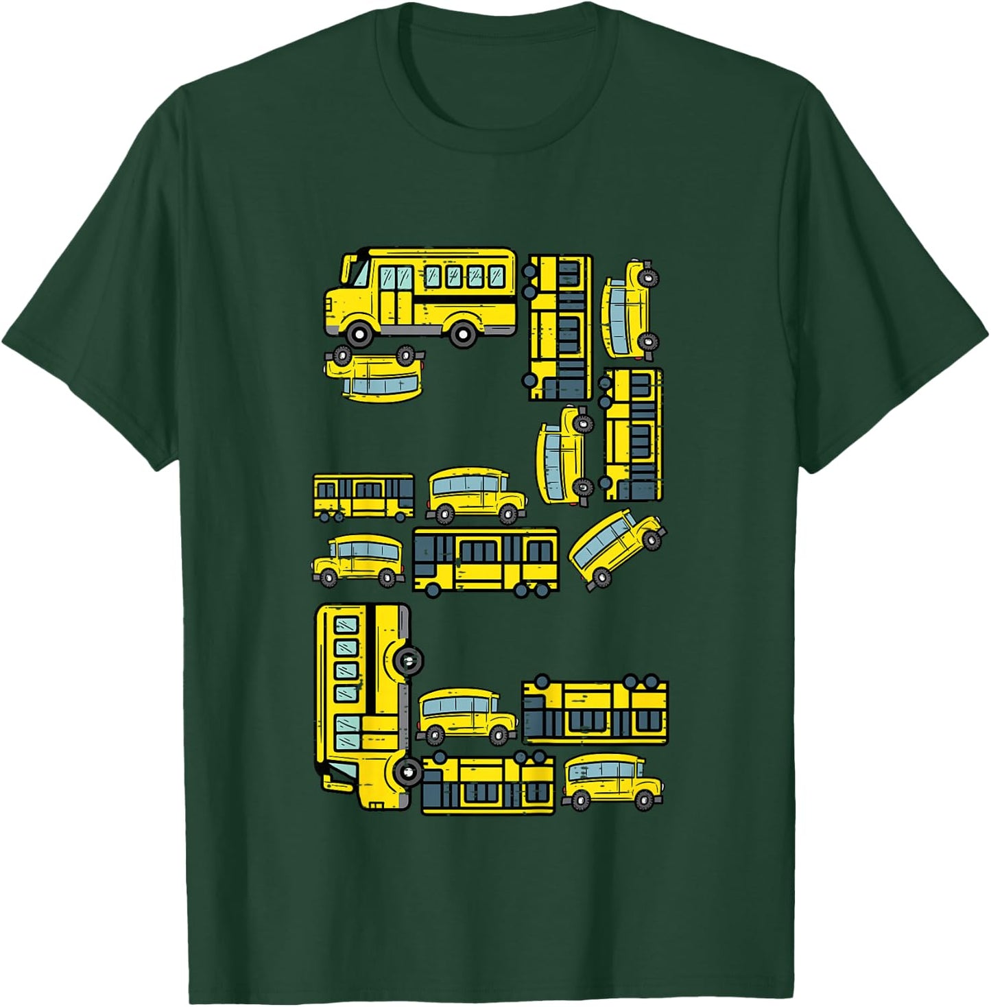 Kids 2nd Birthday 2 School Buses Bday Party Boys Kids Toddler T-Shirt - T-Shirt | Forest
