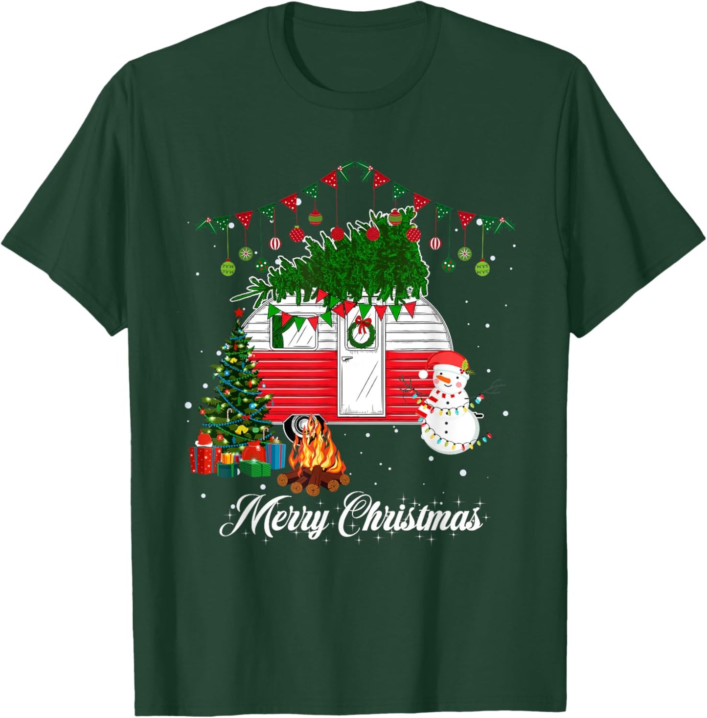 Camper Christmas Tree Matching Family Christmas Pajama T-Shirt - T-Shirt | Forest