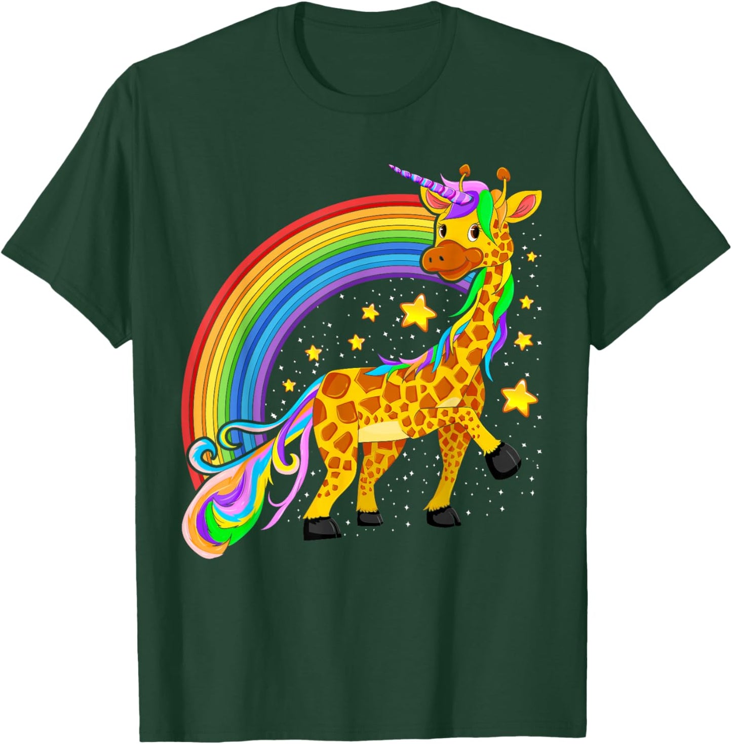 Africa Animal Cute Fantasy Animal Girafficorn Unicorn Giraffe T-Shirt - T-Shirt | Forest