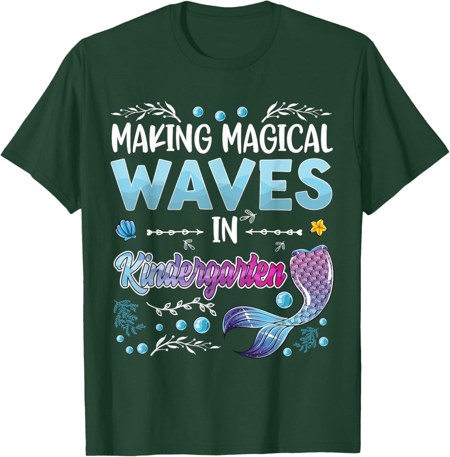 Kindergarten Cute Mermaid girls 1st day of back to school T-Shirt - T-Shirt | Forest
