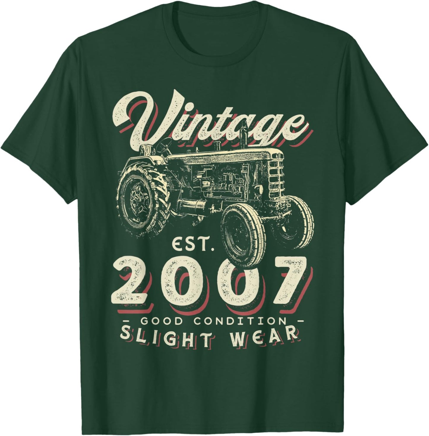 Vintage Farmer Tractor established 2007 15th Birthday Party T-Shirt - T-Shirt | Forest