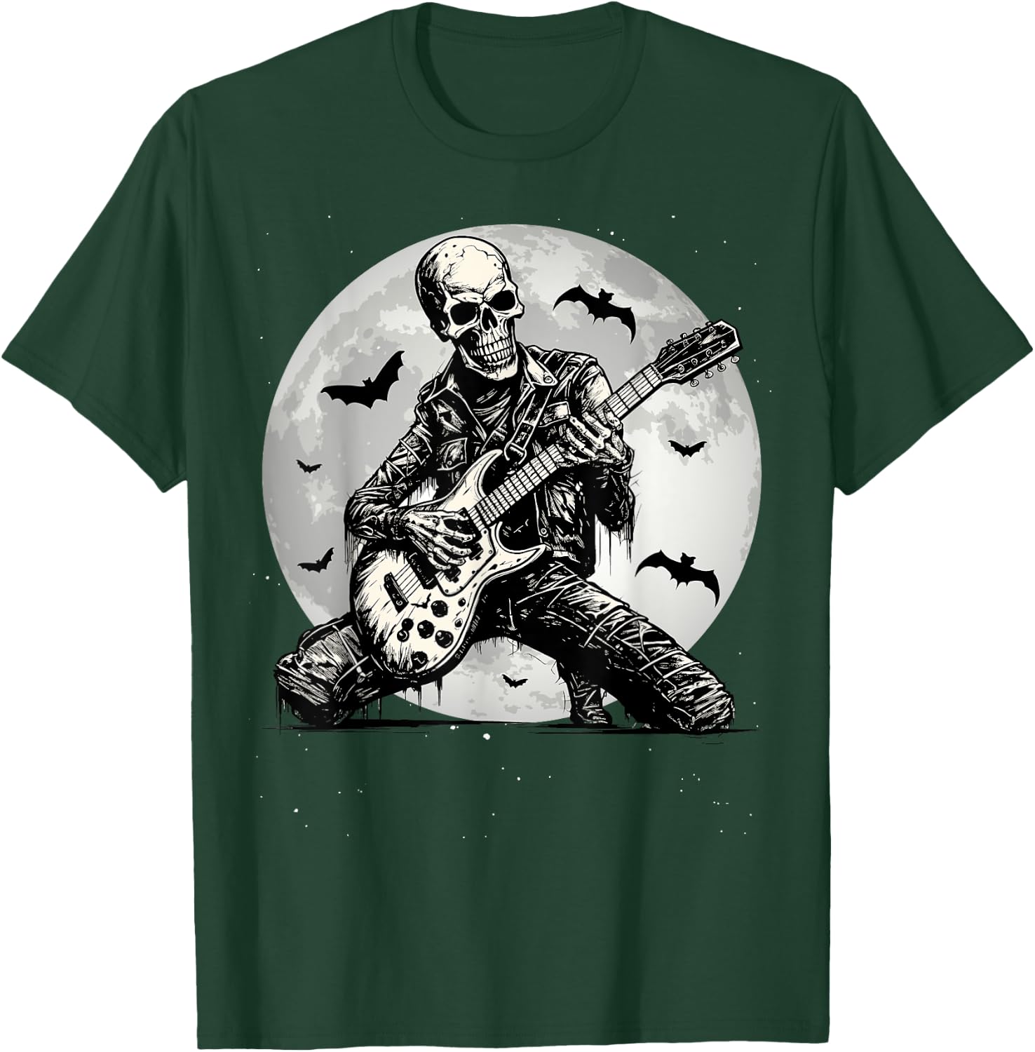 Skeleton Playing Guitar Punk Rock Music Halloween Kids T-Shirt - T-Shirt | Forest