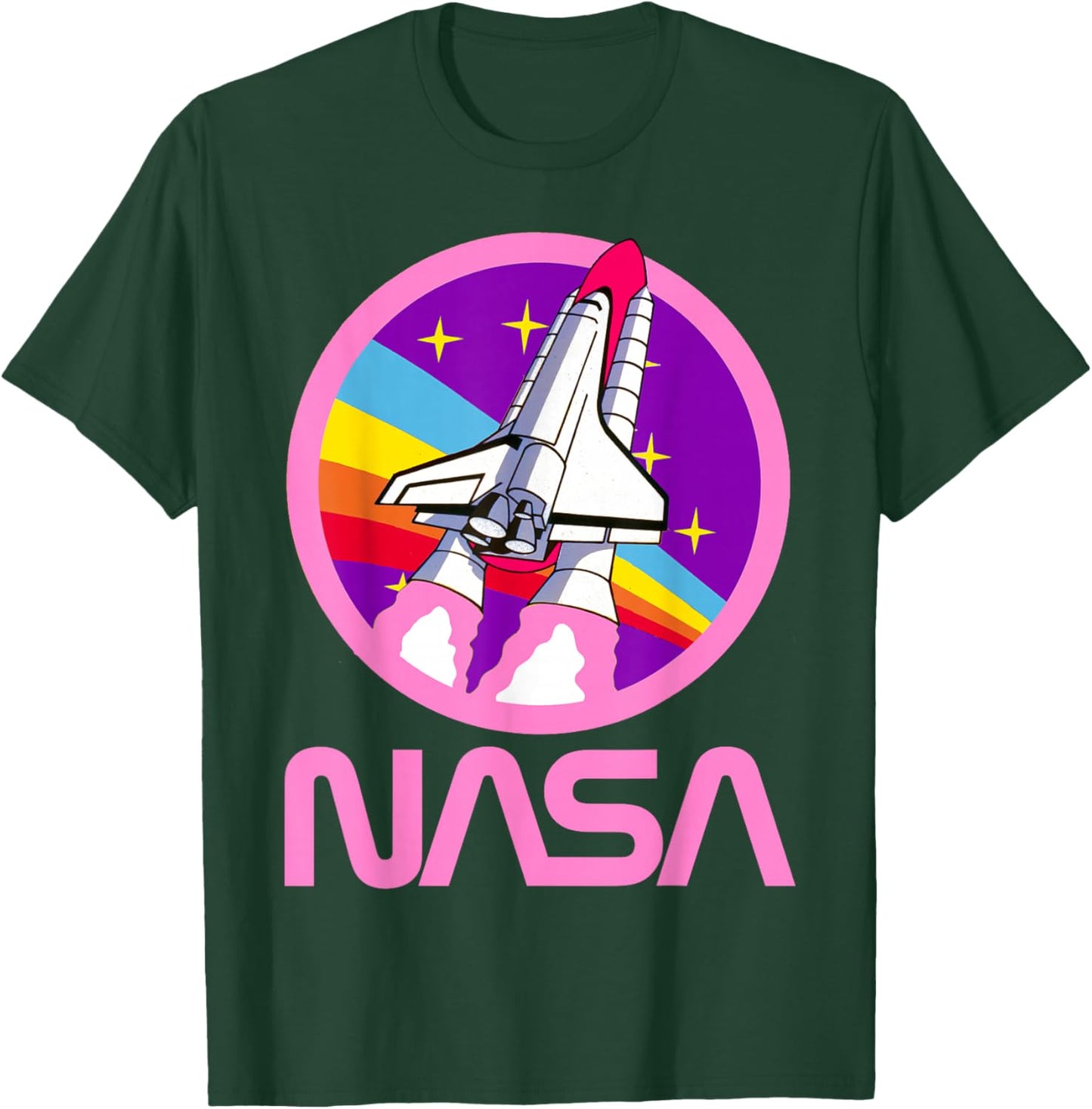 Nerdy NASA Rainbow Rocket Launch Girls Science Teacher T-Shirt - T-Shirt | Forest
