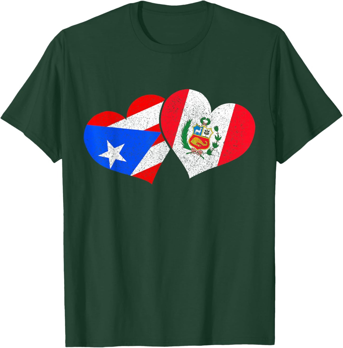 Puerto Rico & Peru Pride Heritage Puerto Rican Peru Flag T-Shirt - T-Shirt | Forest