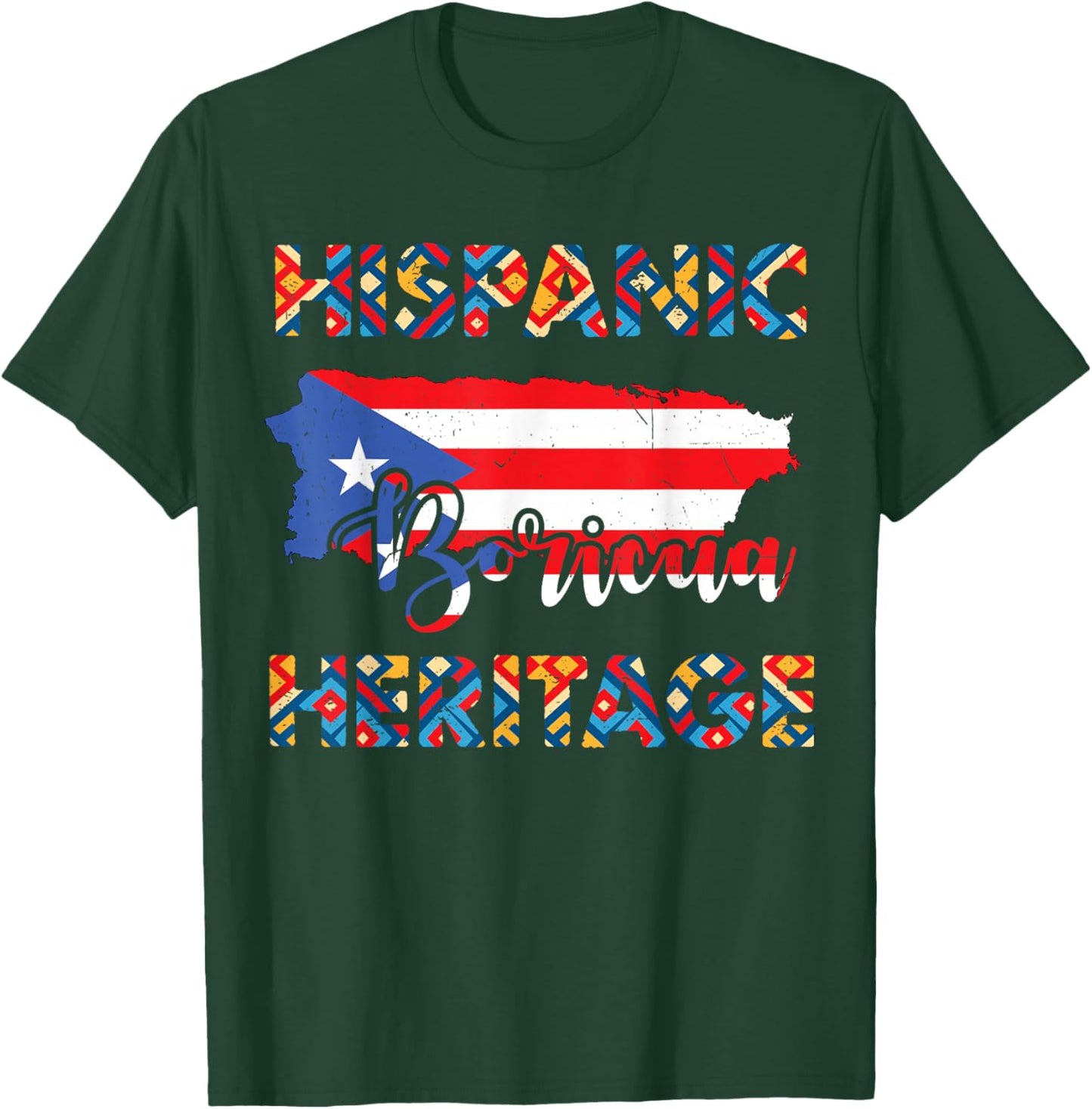 Puerto Rico Flag Shirt Hispanic Heritage Month Boricua Rican T-Shirt - T-Shirt | Forest