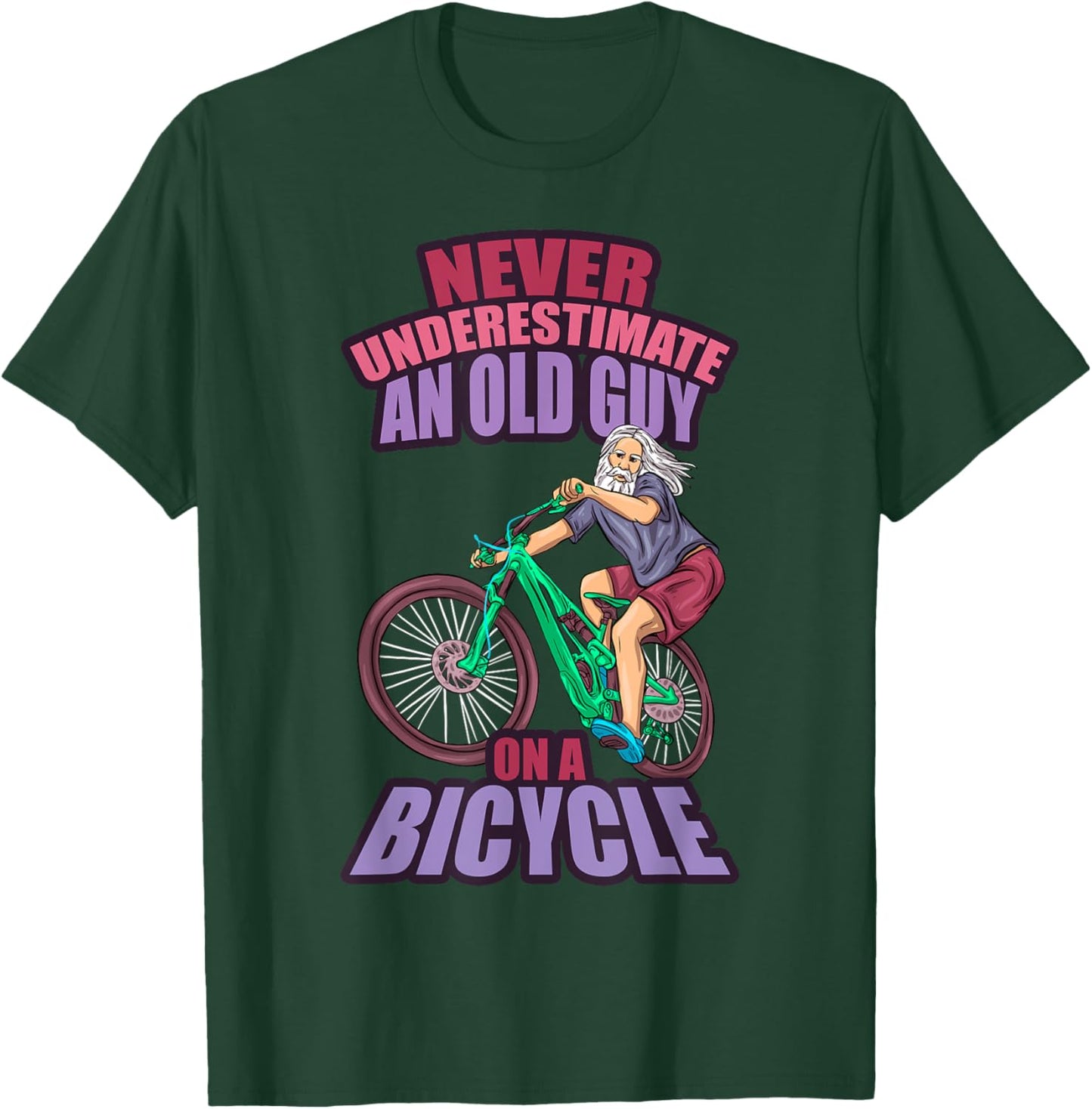 Bicycle Grandparents Cyclist Grandma Funny Pension T-Shirt - T-Shirt | Forest