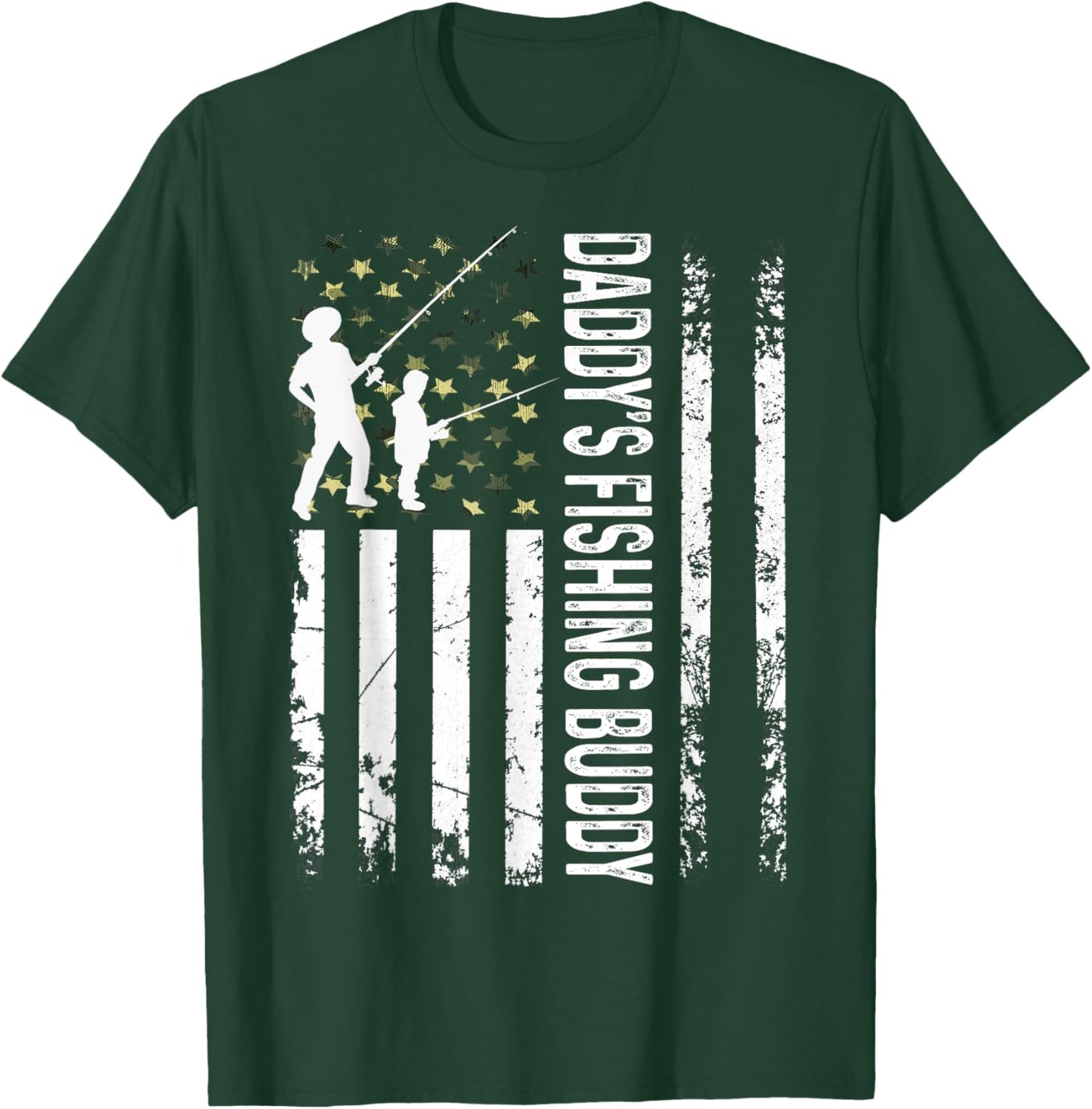 Young Fisherman Daddy's Fishing Buddy Dad-Son Team T-Shirt - T-Shirt | Forest