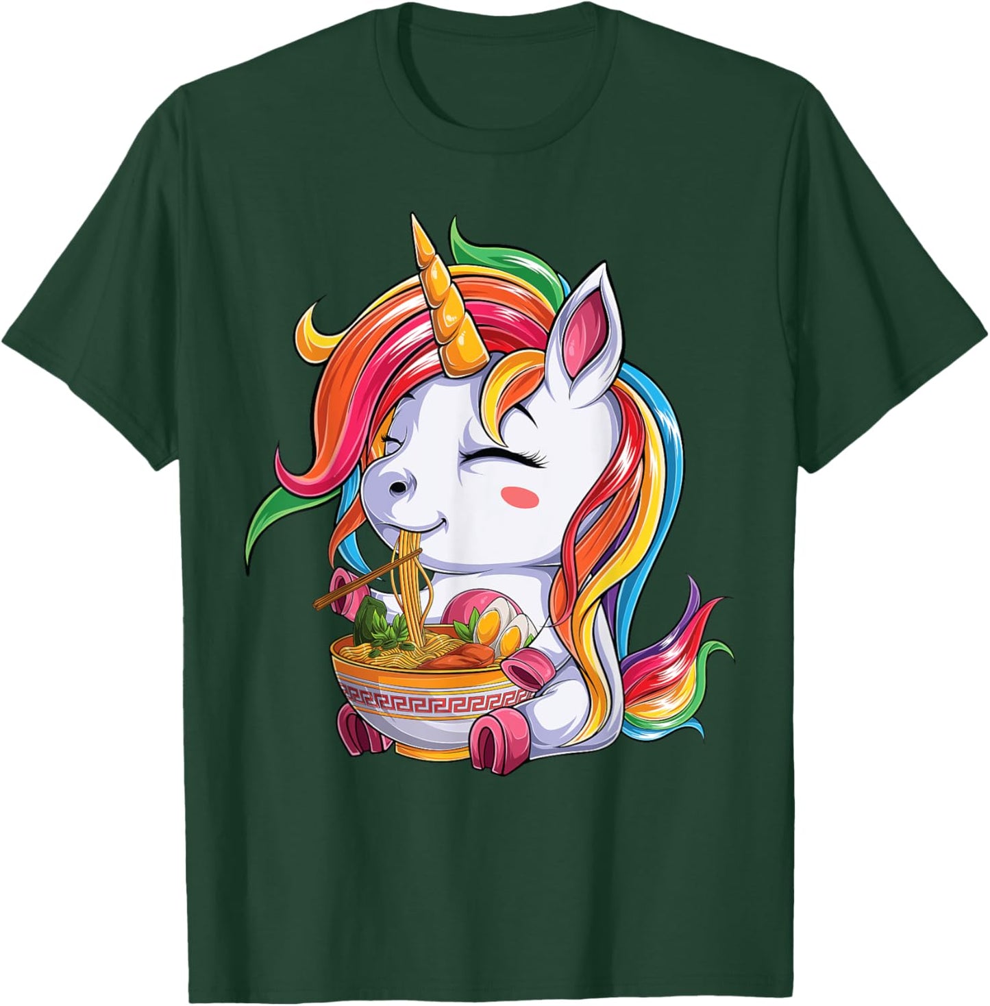 kawaii japanese anime Unicorn Girl ramen Food Lovers T-Shirt - T-Shirt | Forest