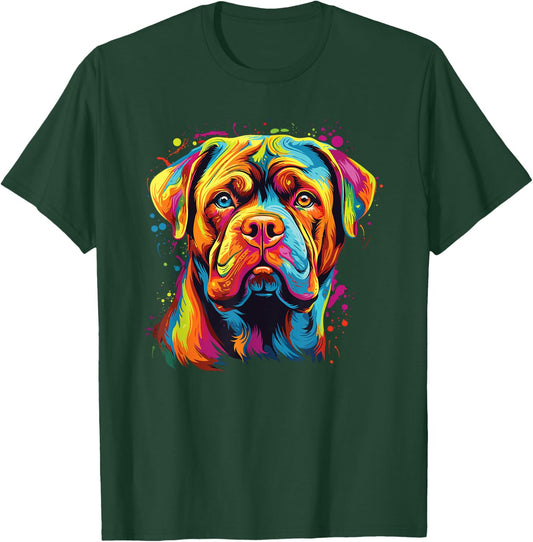 Watercolor Colorful Dogue De Bordeaux Dogs T-Shirt - T-Shirt | Forest