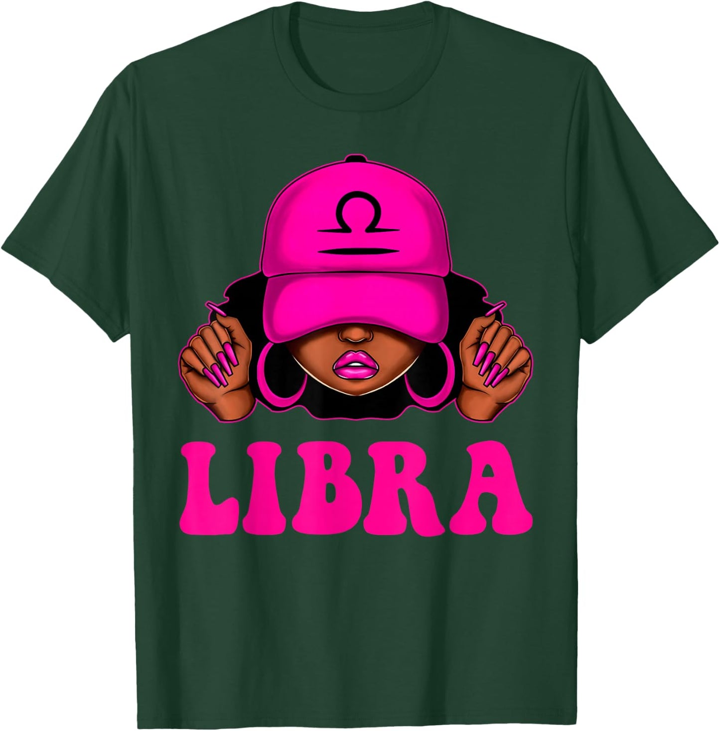 Libra Queen Sassy Black Woman Afro Girl Zodiac Birthday T-Shirt - T-Shirt | Forest