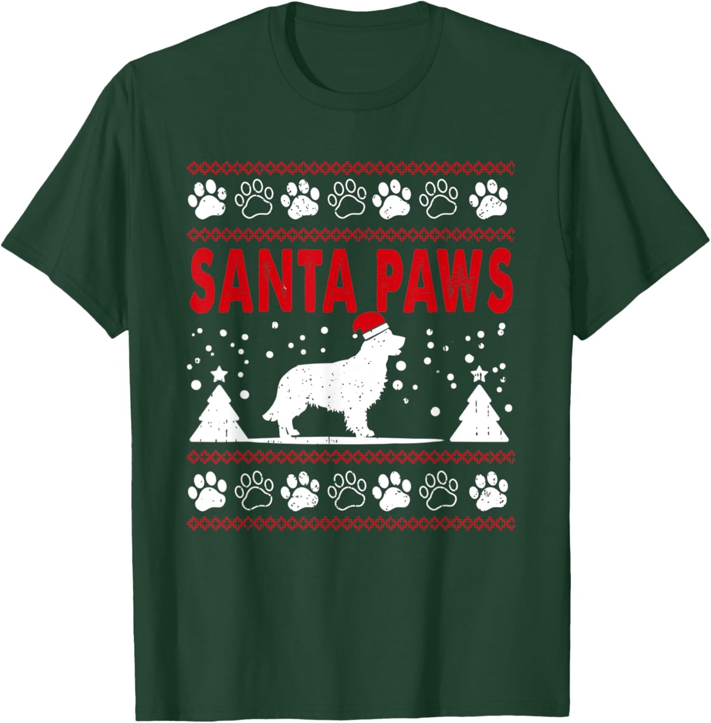 Santa Paw Golden Retriever Dog Merry Christmas Pajamas Women Kids T-Shirt - T-Shirt | Forest