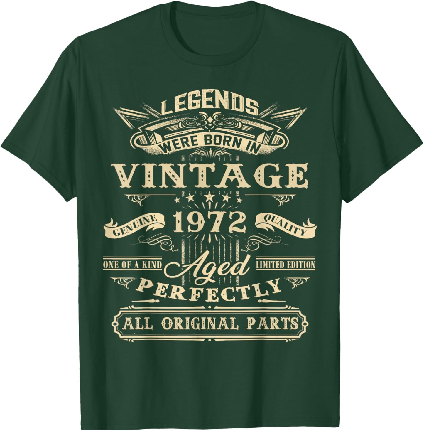 52nd Birthday Vintage For Legends Born 1972 52 Yrs Old T-Shirt - T-Shirt | Forest