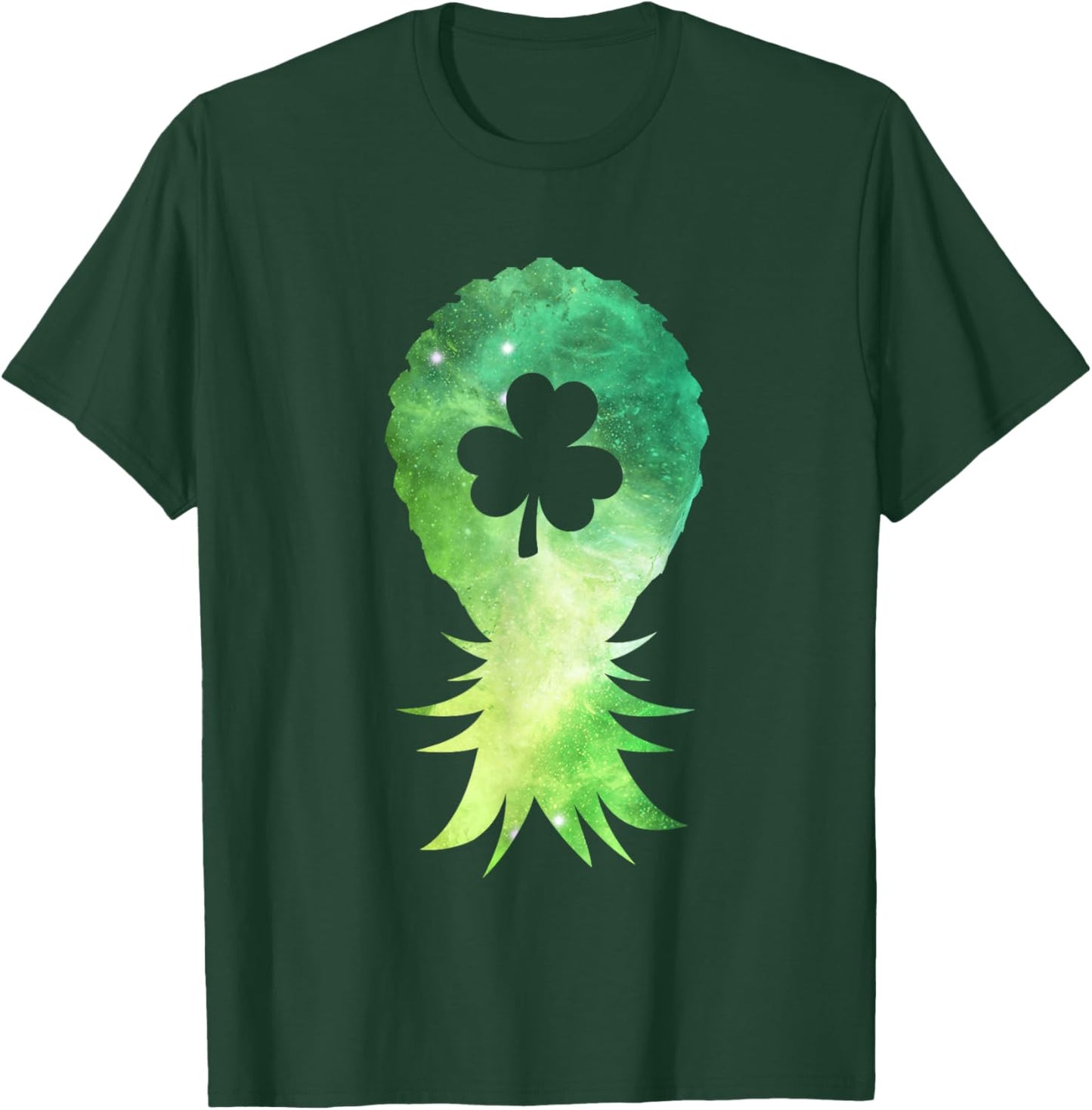 Galaxy Upside Down Pineapple St Patricks Day Lucky Shamrock T-Shirt - T-Shirt | Forest
