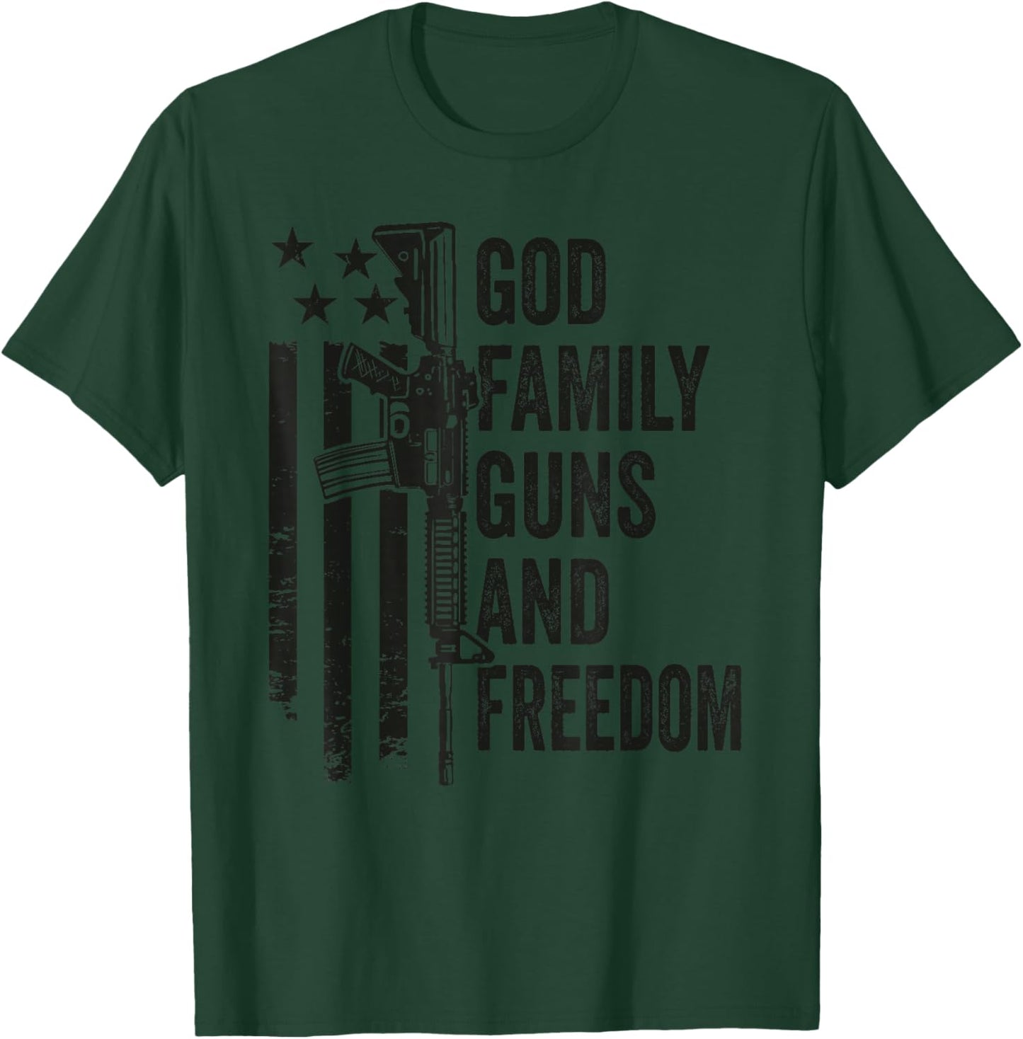 GOD Family Guns & Freedom - Gun Rights Faith Jesus Camo T-Shirt - T-Shirt | Forest