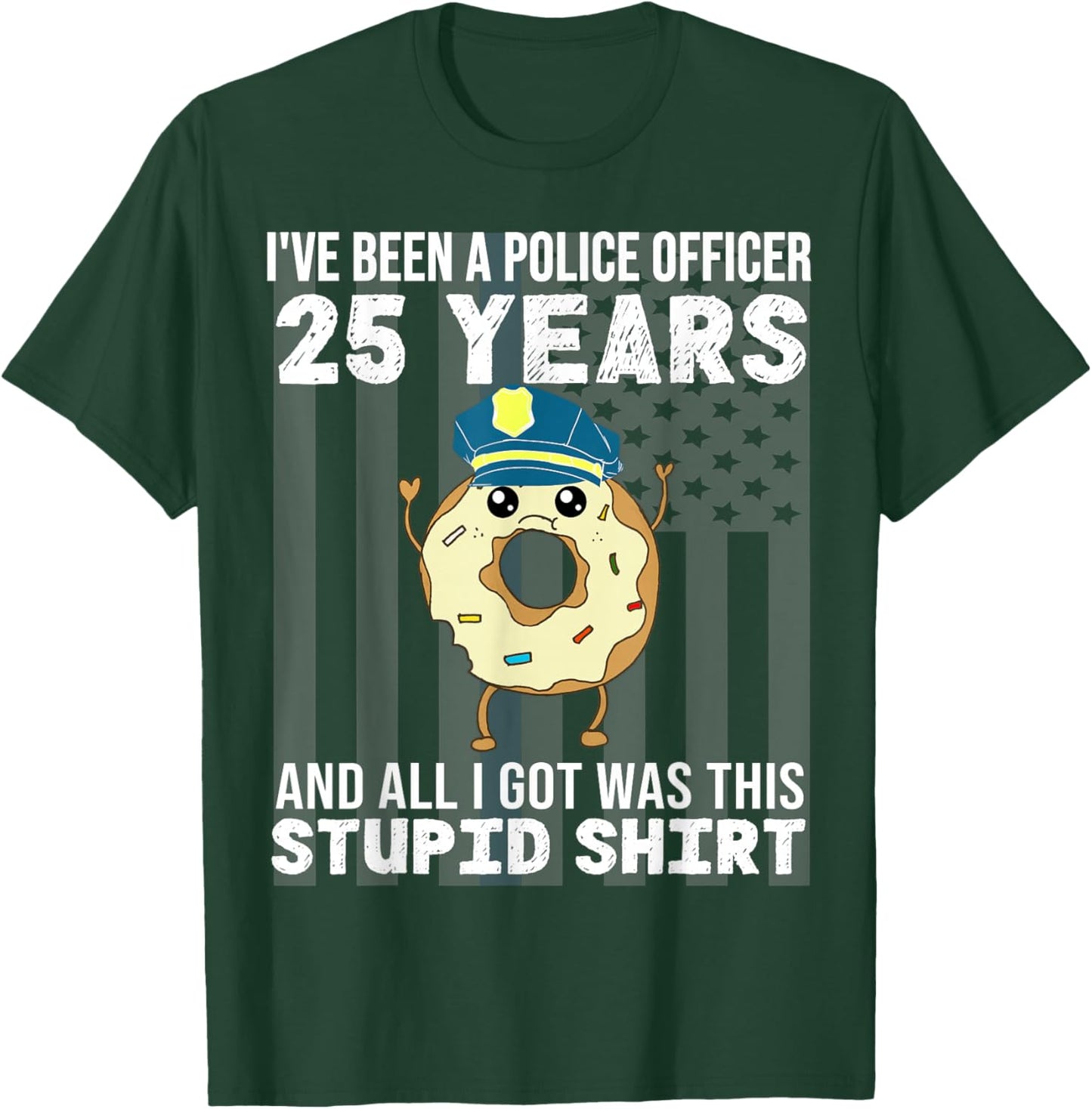 25 Year Police Officer Anniversary 25 Years of Service T-Shirt - T-Shirt | Forest