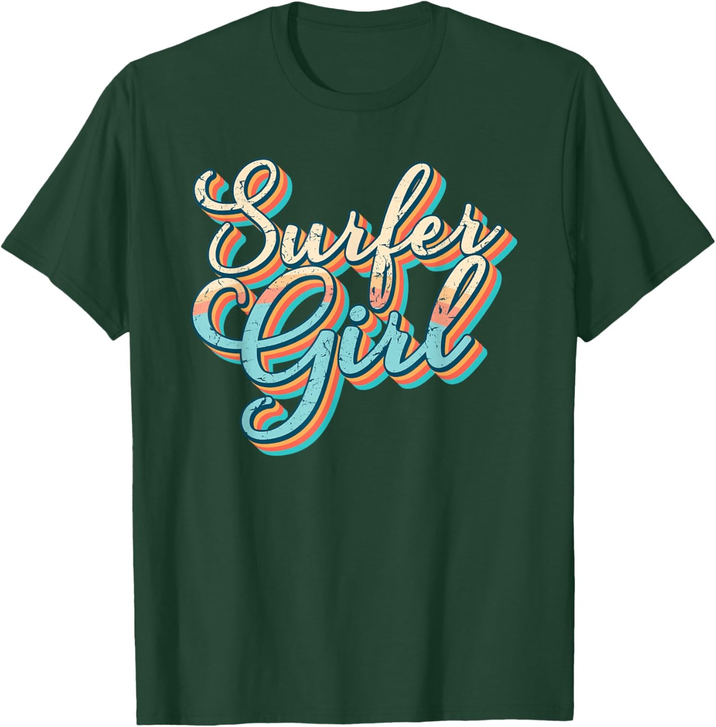 Surfer Girl Women Girls Beach Summer Cool Surfing Retro Surf T-Shirt - T-Shirt | Forest