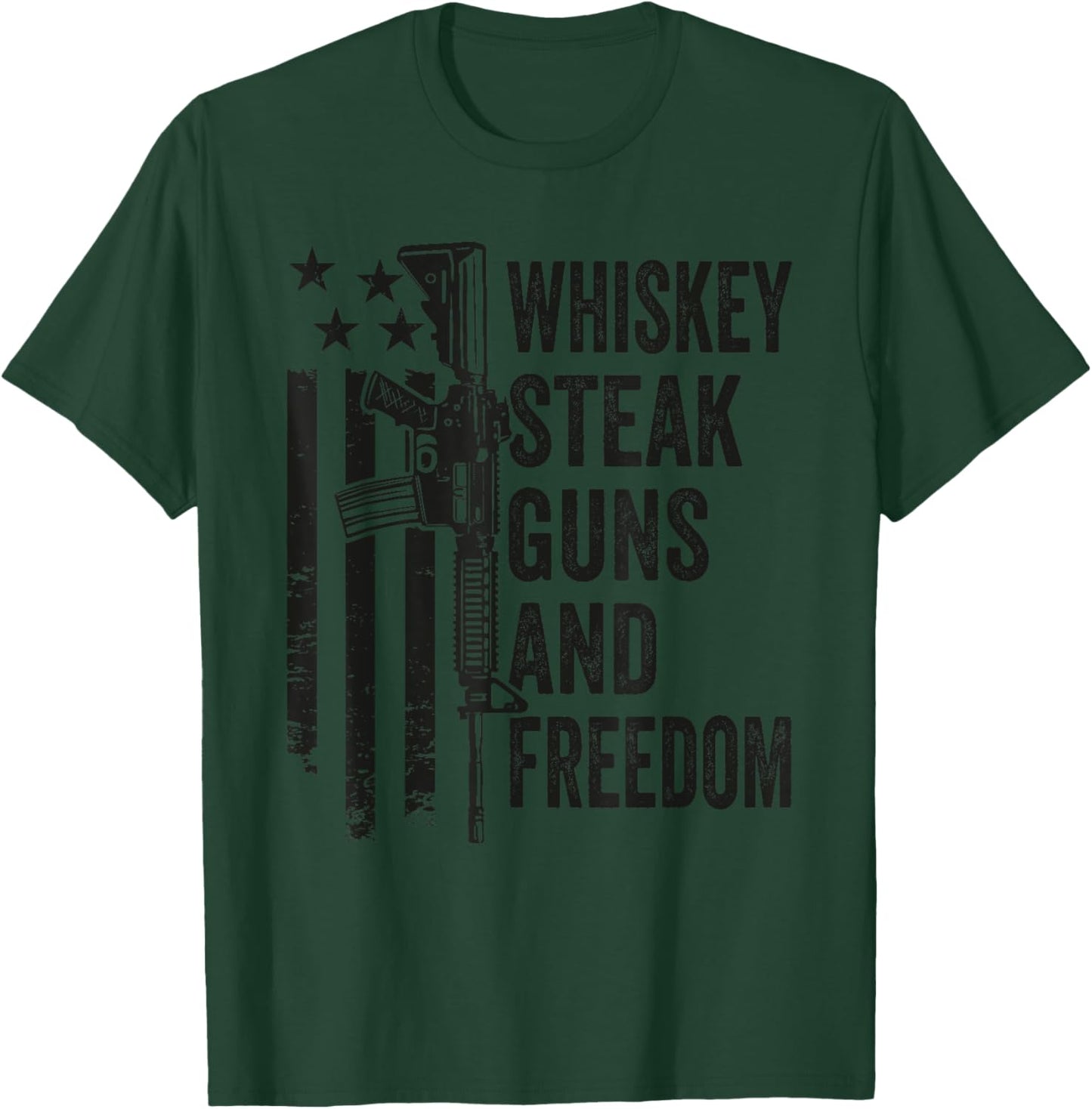 Whiskey Steak Guns & Freedom - Funny Gun BBQ Grill Camo Flag T-Shirt - T-Shirt | Forest
