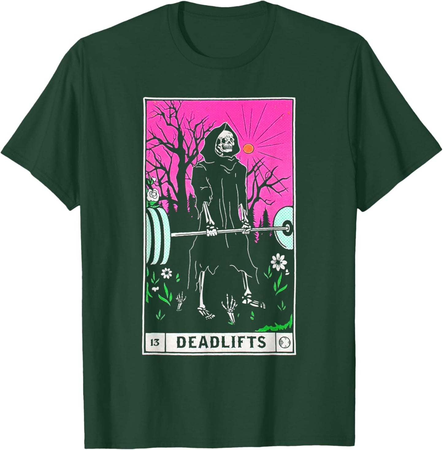 Funny Tarot Card Deadlifts Gym Workout Occult Reader Black - Classic Fit T-Shirt - T-Shirt | Forest