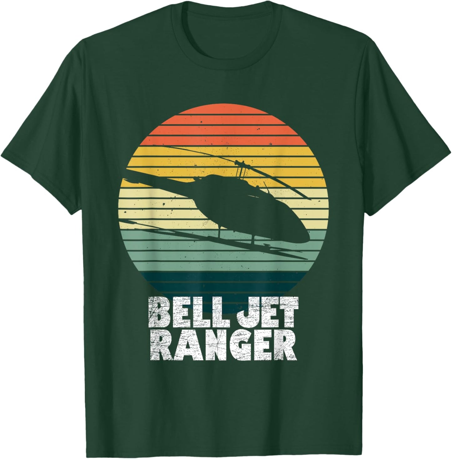 Helicopter Avitation Pilot Military Heli Bell Jet Ranger T-Shirt - T-Shirt | Forest