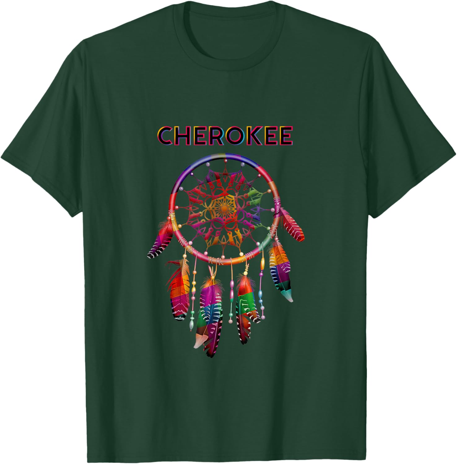 Cherokee Native American Indian Colorful Dreamcatcher Tribal T-Shirt - T-Shirt | Forest