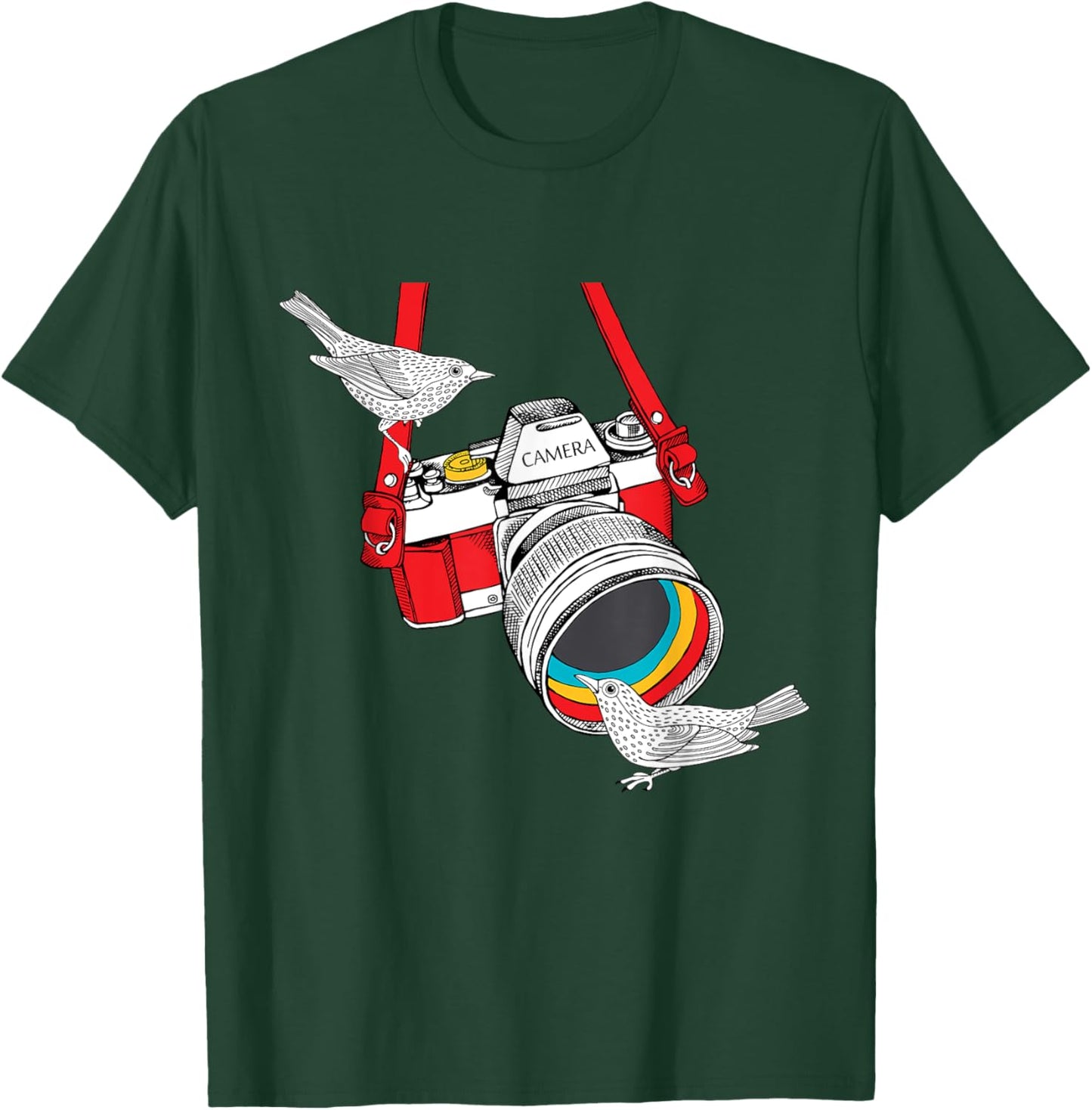 Birdology a Bird on a Vintage Camera for Bird Photographer T-Shirt - T-Shirt | Forest