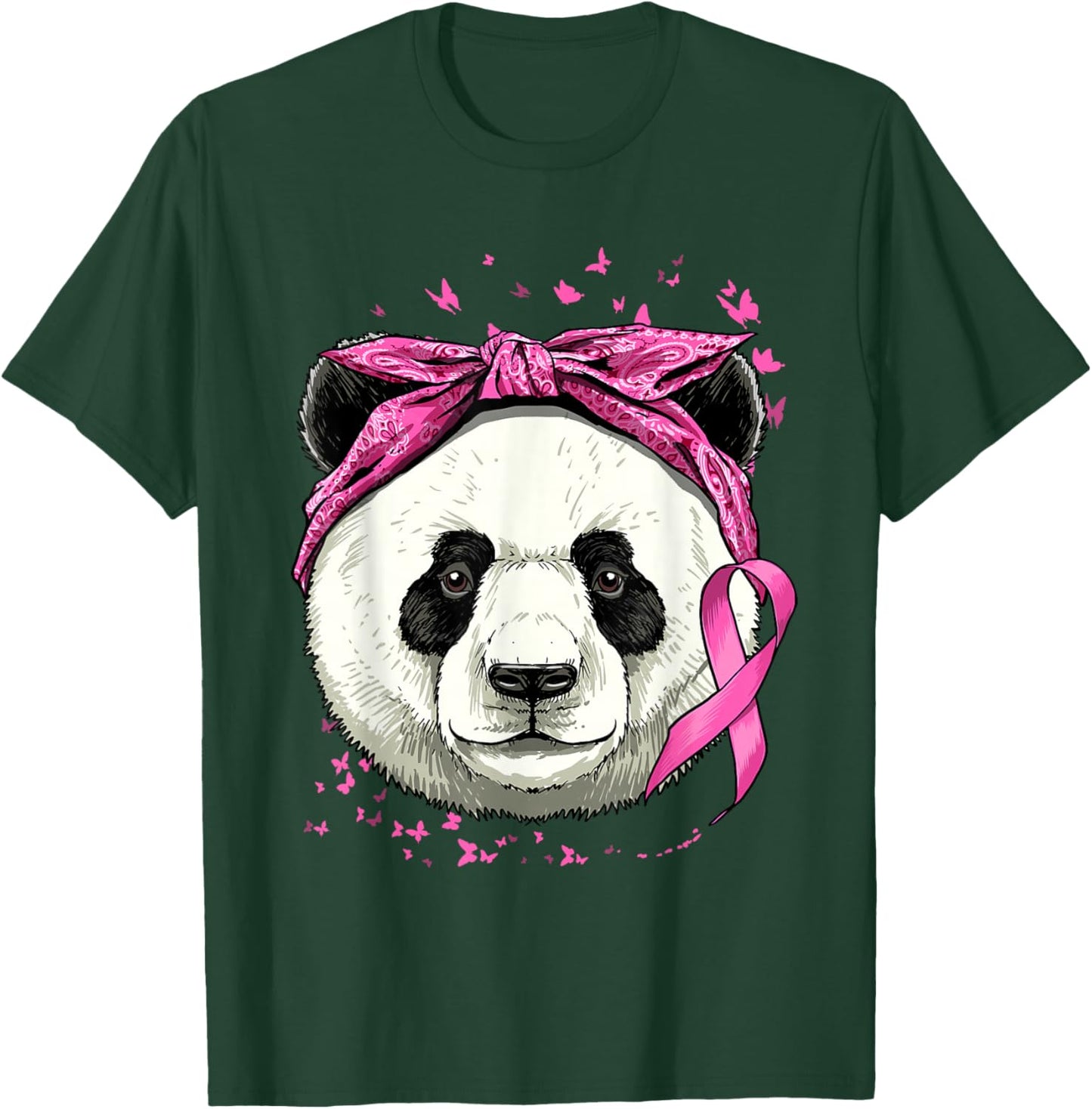 Panda Breast Cancer Awareness Pink Ribbon Cancer Survivor T-Shirt - T-Shirt | Forest