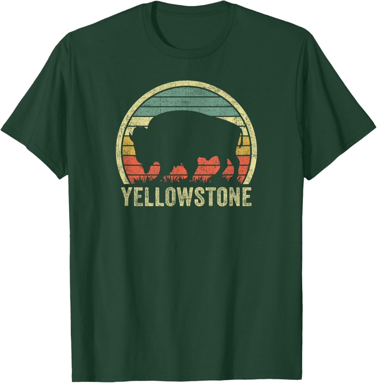 Vintage Yellowstone Buffalo National Park Bison Souvenir T-Shirt - T-Shirt | Forest